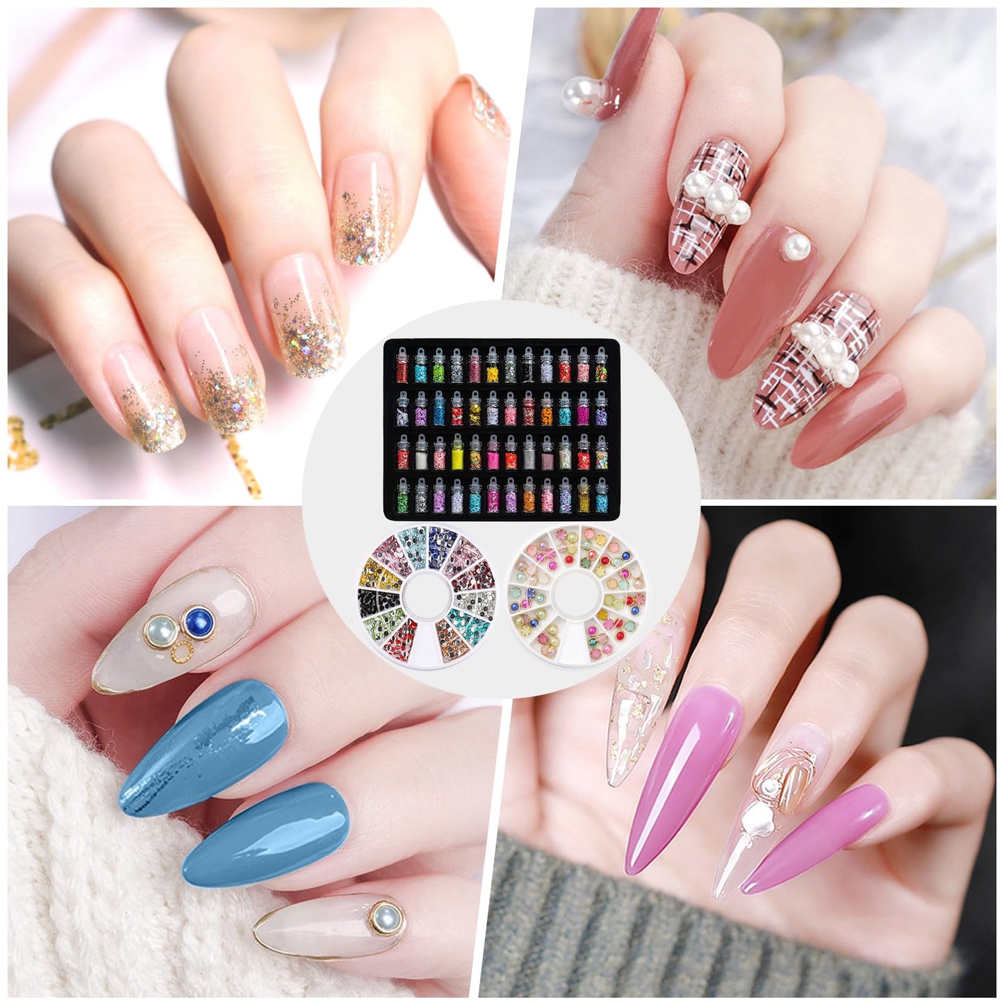 Complete Nail Studio Set with 48W UV LED Lamp, 24 Rainbow Colors, Cat Eye Gel Polish Kit, Nail Drill, Storage Box for Home Manicures