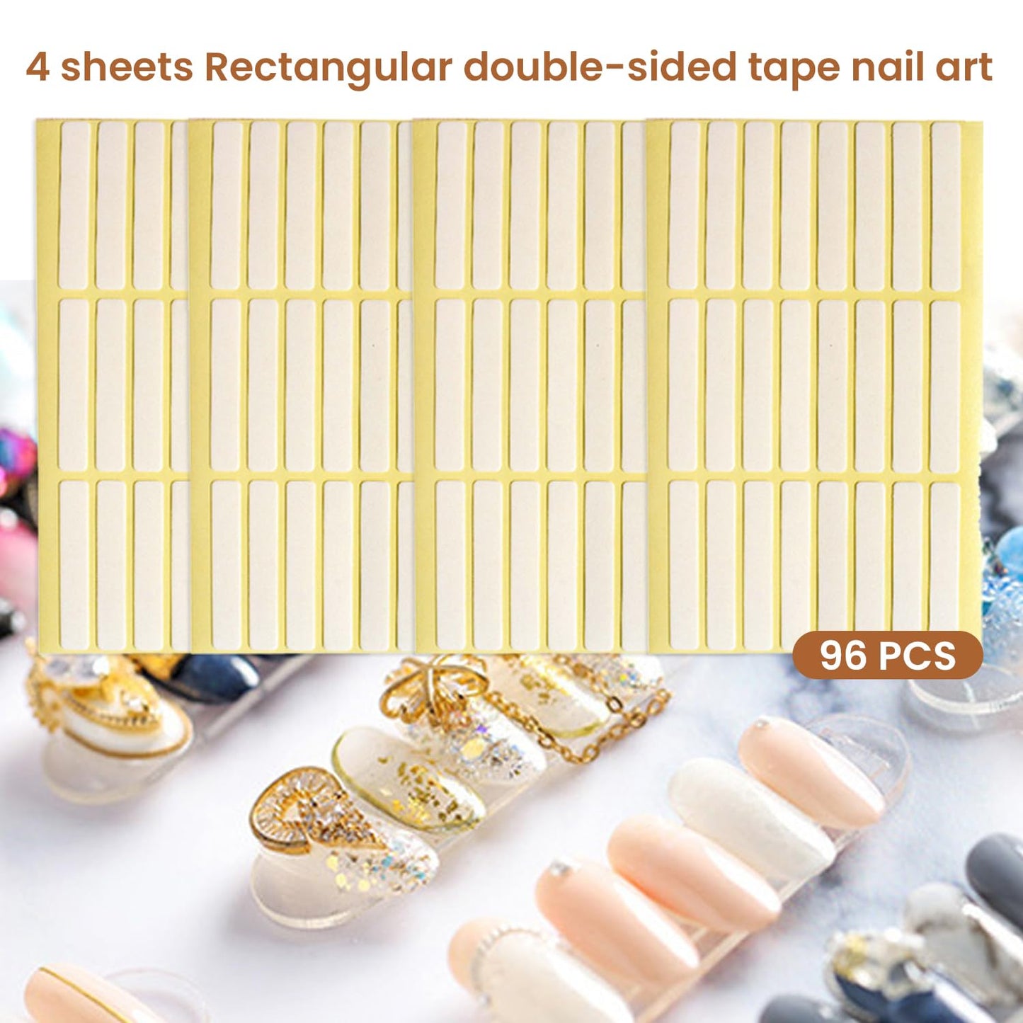 ESUOHYM 1696 Double Sided Tape for Press On Nails Stand holder Sticky Tabs Nail Art Accessories Nail Display Tape Clear False Tip Adhesive Tape for Practice Design DIY Home Salon
