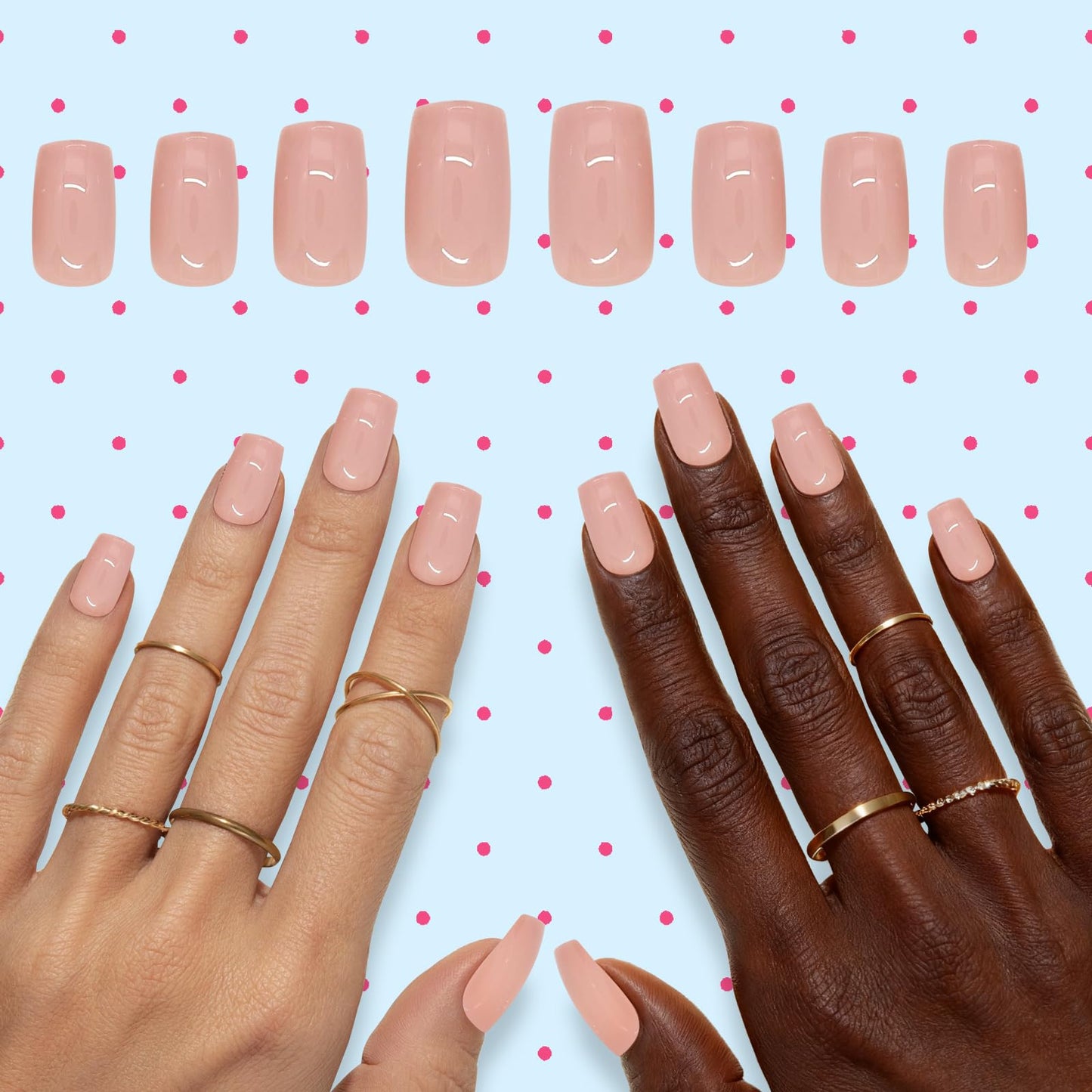 Press on Nails – 4 Packs Short Almond & Square French Tip Soft Gel Nails (96 Pcs),Easy to Apply & Reusable–Perfect for Daily Wear, Parties & Gifts,White&Pink