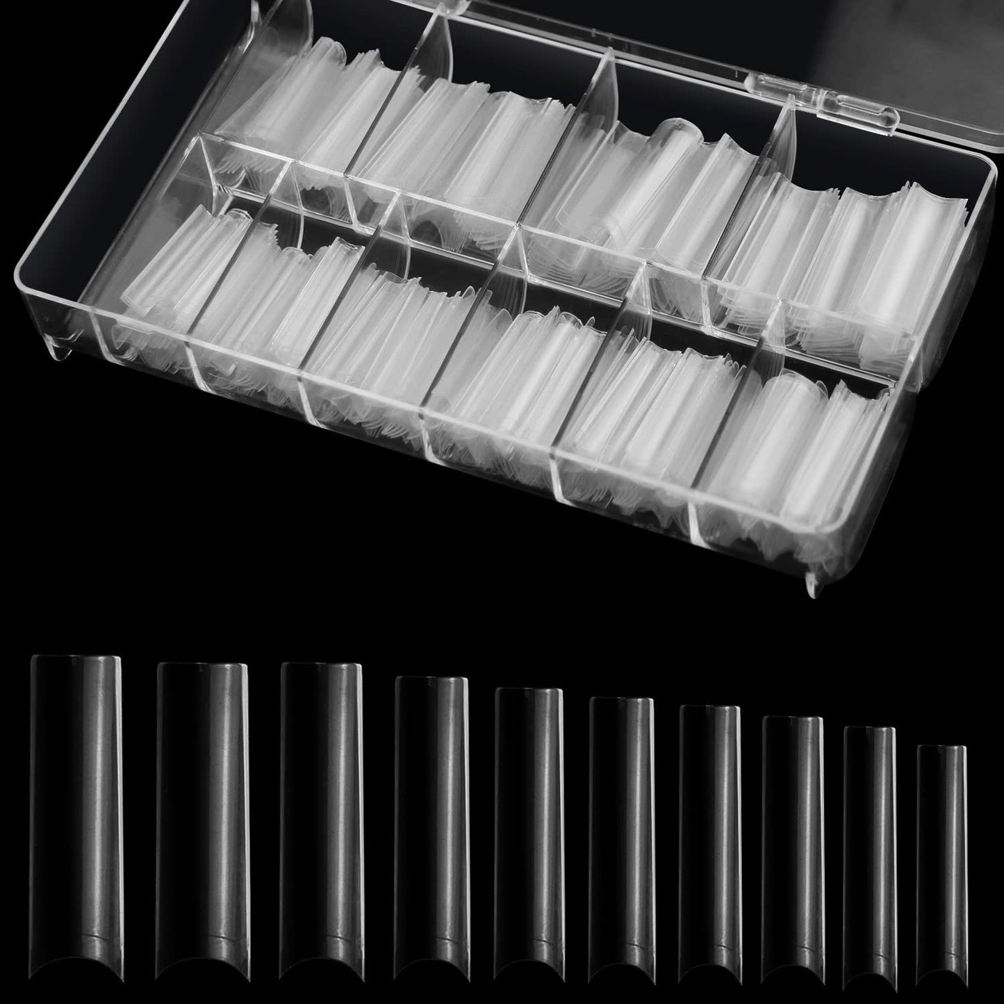 No C Curve Square Nail Tips XXL，Acrylic Nail Tips Square,SITELENABY 500 pcs Clear Fake Nails for Nail Salons,Nail Tech Must Have