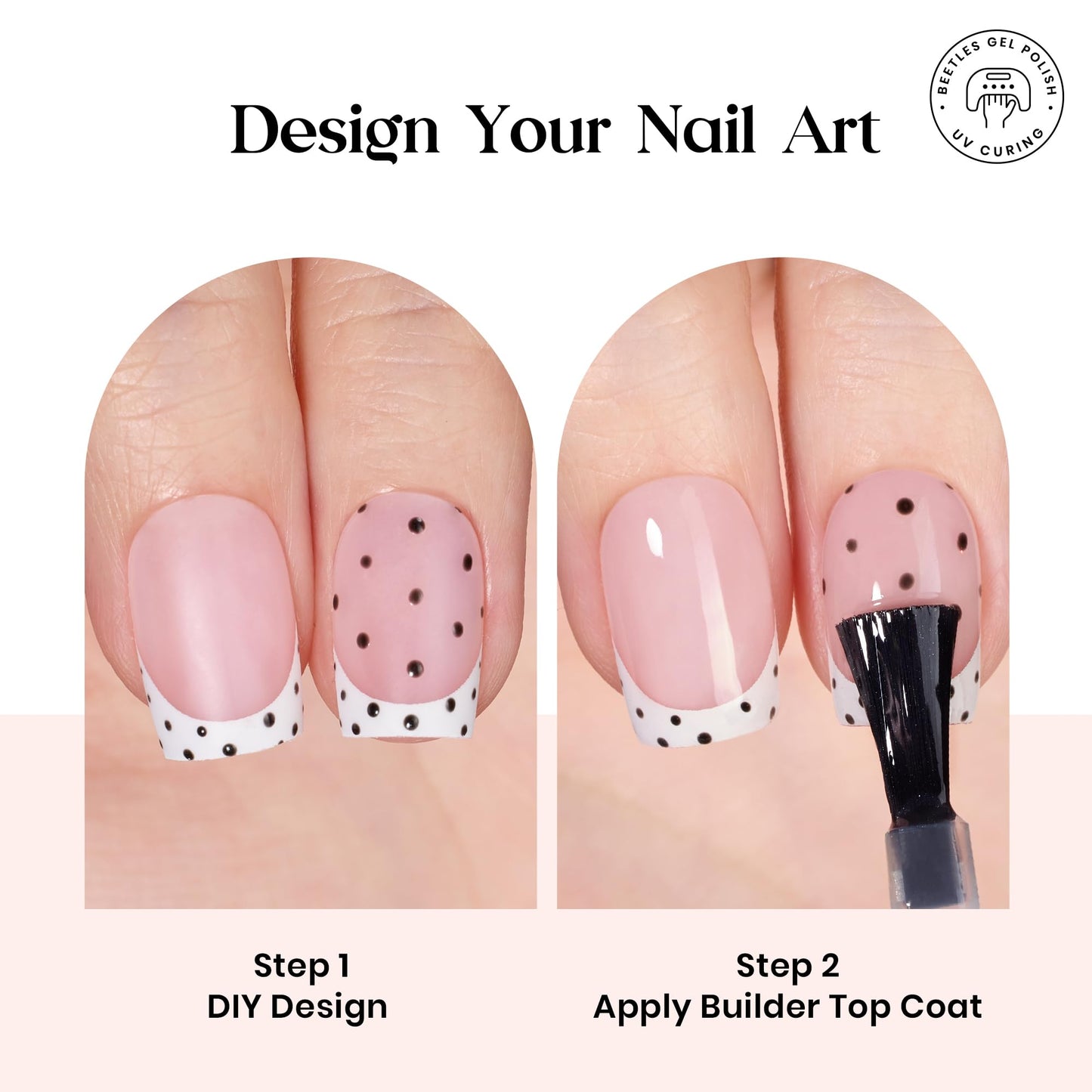 Beetles X Press Plus Gel Nails Kit - Pearl French | Pink Short Square French Tip Press On Nails | 150Pcs 15 Sizes All-in-One Kit With Nail Glue,Remover,Builder Top Coat,Nail Lamp Gift For Women