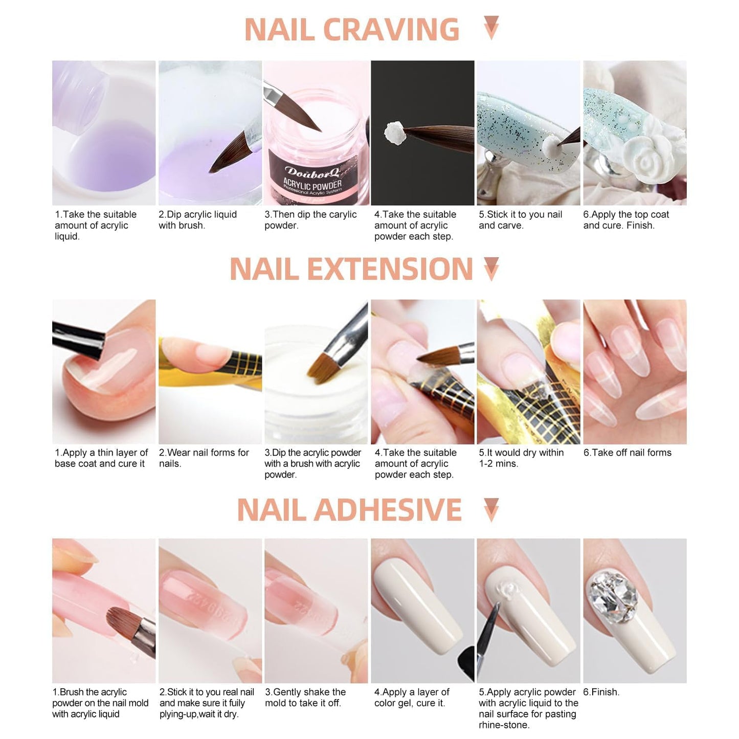 Nail Kit For Beginners With Everything Acrylic Nail Kit With Drill & Lamp Glitter Powder DIY Salon For Women