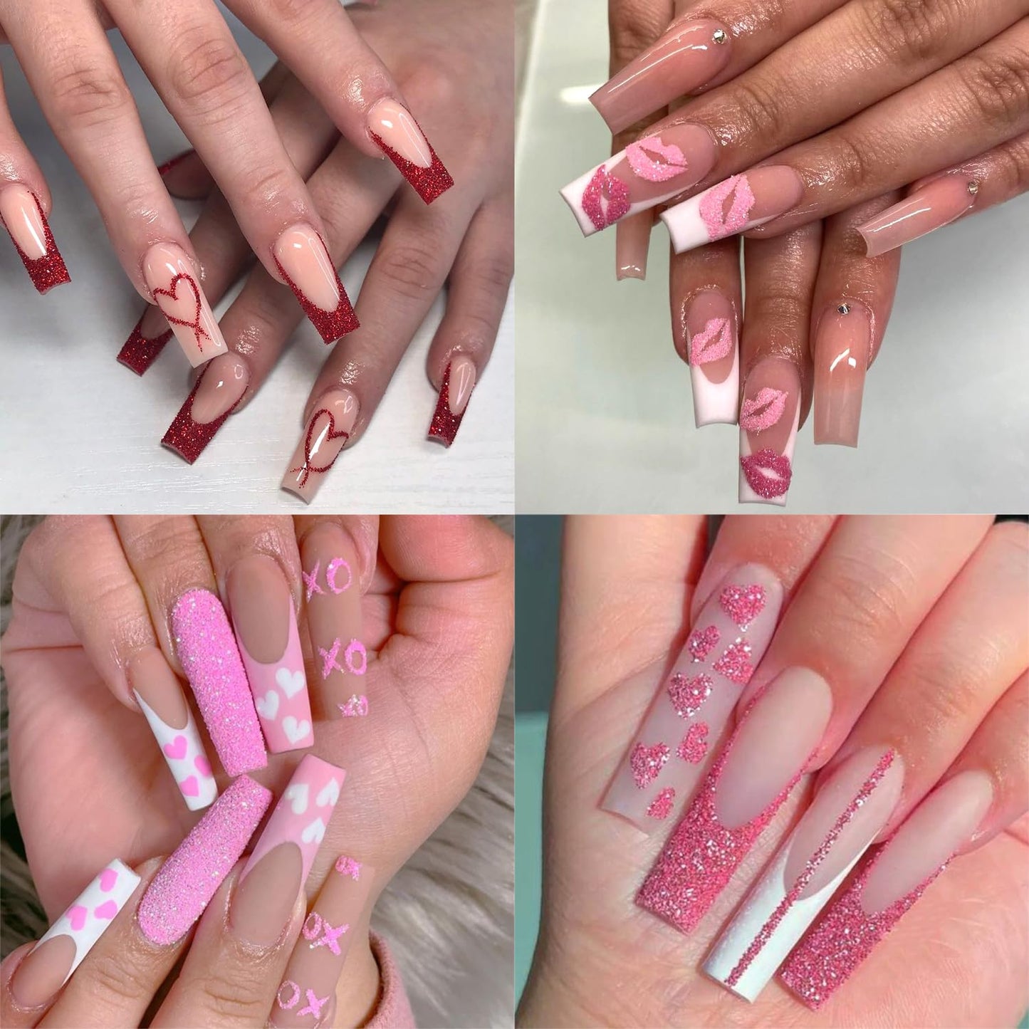 Furtherpretty Pink Glitter for Nails Set, 6 Colors Rose Red Pink Sugar Nail Powders, Holographic Fine Glitter Dust for Valentine’s Day Nail Art Design, DIY Manicure Salon Supplies with Brush(#1 Sugar)