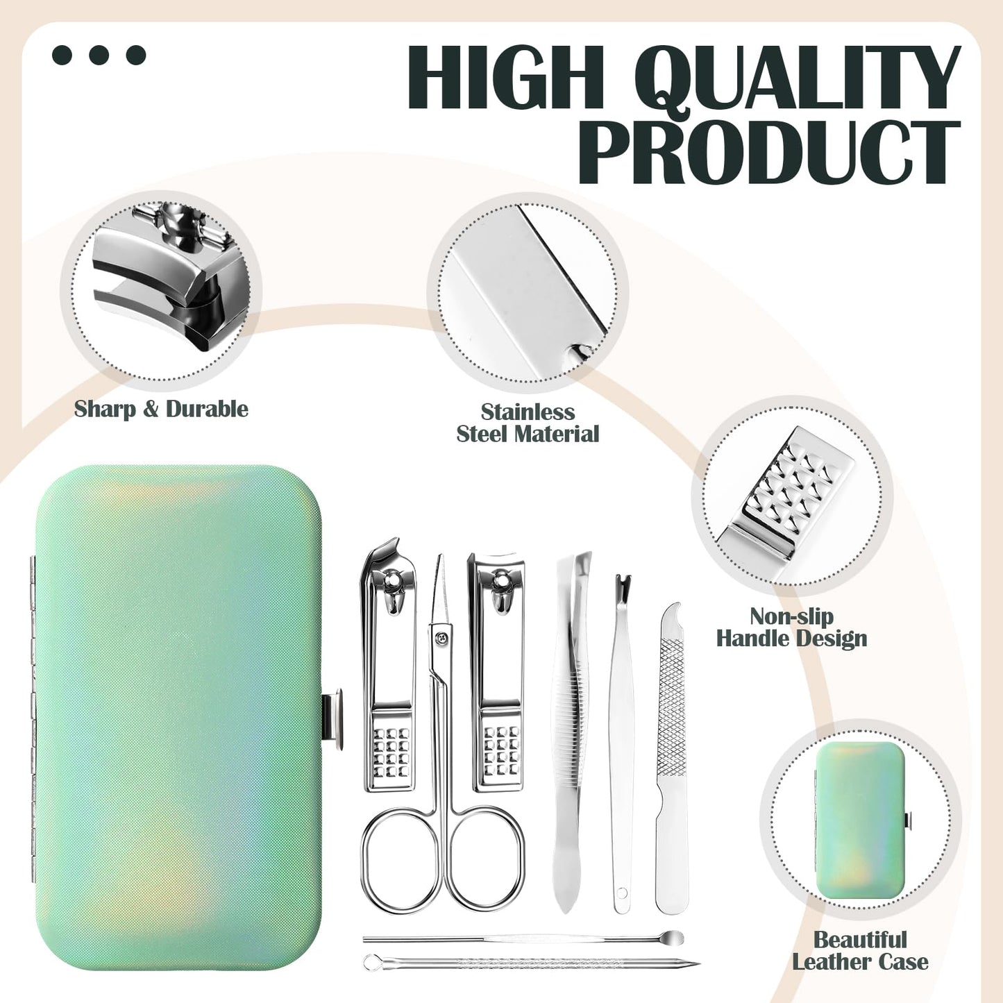 Leriton 30 Sets Bulk Gifts for Women Manicure Set Bulk Professional Nail Care Kit Nail Clippers Kit 8 in 1 Stainless Steel Pedicure Set with Travel Case for Women Men(Iridescent)