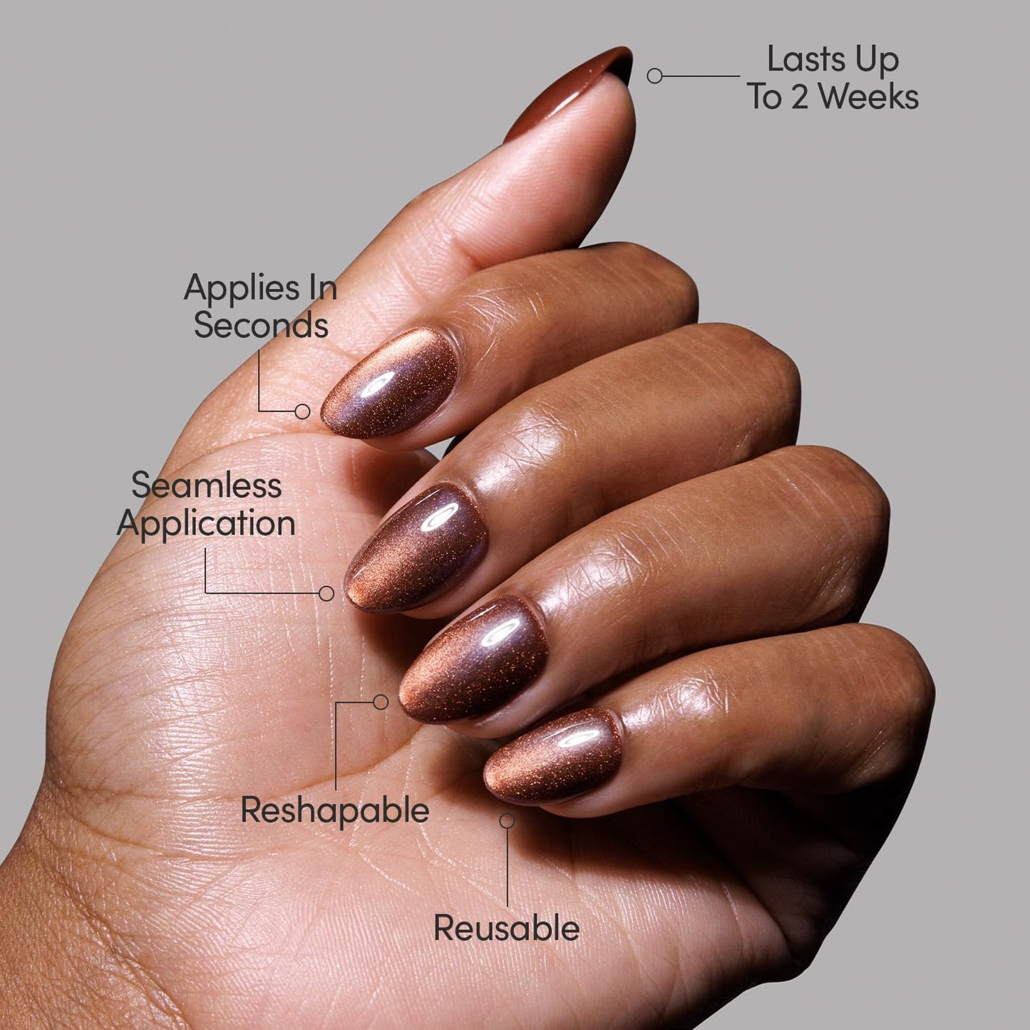 Glamnetic Press-On Nails Bundle - Magnetic Moscow & Burgundy Chrome | Short Oval Fake Nails with a Cat-Eye Finish | Short Almond Fake Nails with a Metallic Chrome Finish | Durable, Salon-Quality Nail