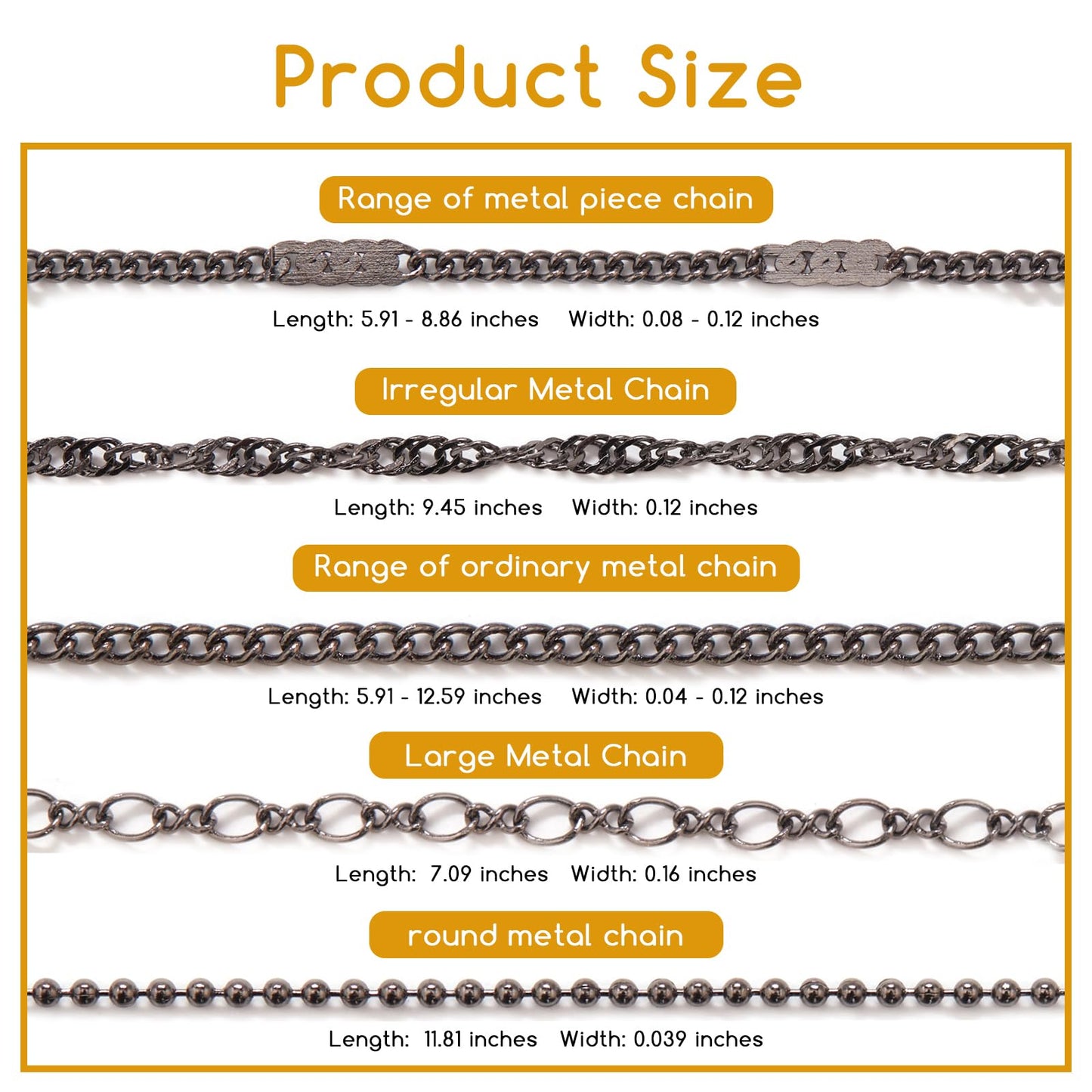 DANNEASY 24 Strips Nail Chain Charms, 3d Chain Nail Charms, Black Gold Silver Nail Art Chains Metal Nail Jewelry Chains for Manicure Decoration DIY Nails Accessories