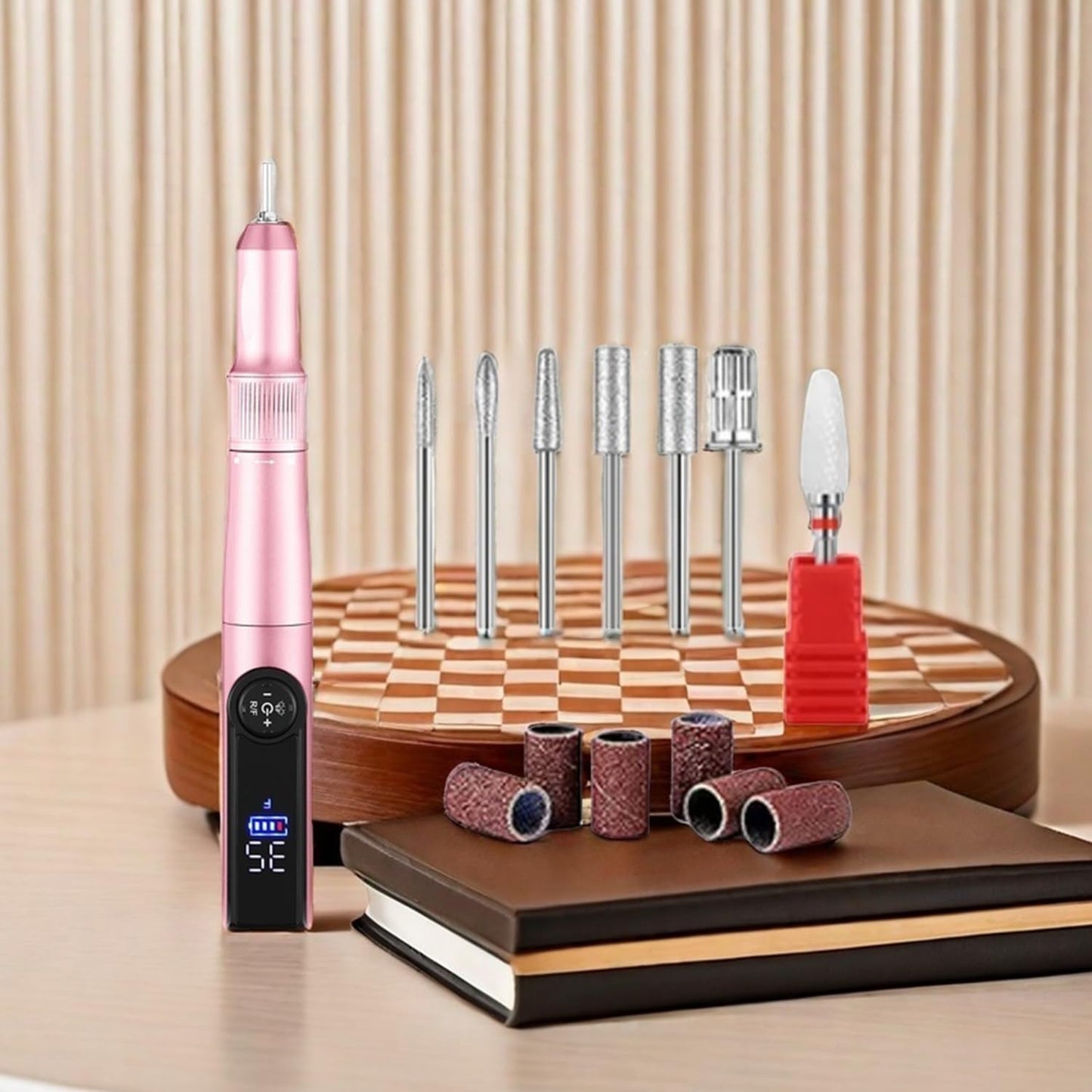 Cordless Electric Nail Drill 35000 RPM, 2 in 1 Professional Nail File Kit for Acrylic/Gel/Dip Powder Nails Removal, Rechargeable & Lightweight, for Manicure Pedicure at Home or Salon (Rose Gold)