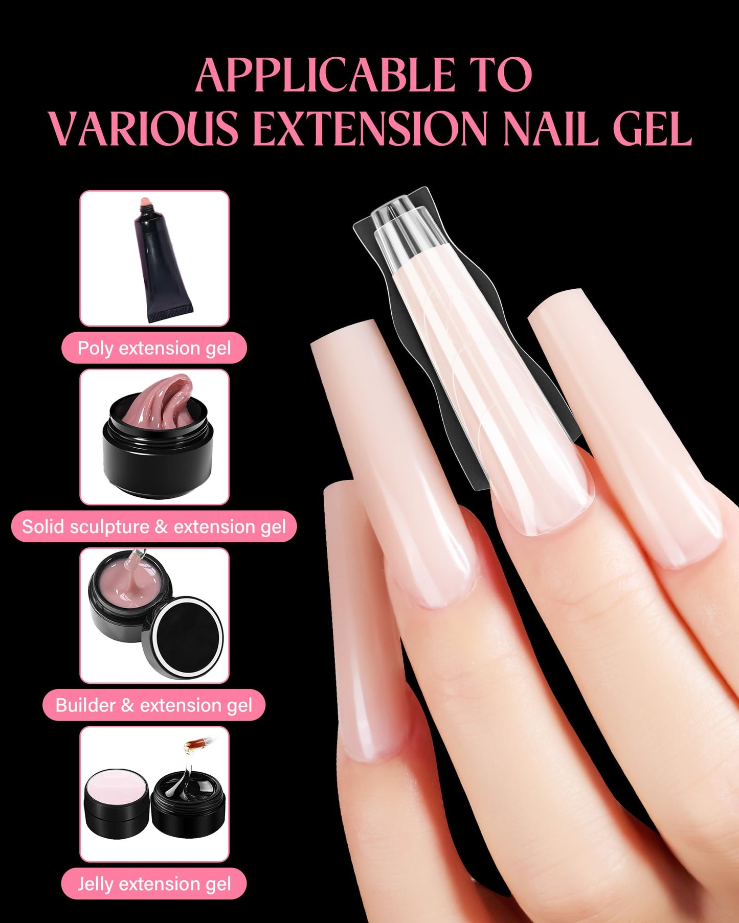 Naughtology Sandwich Nail Dual Form Kit - 360 PCS Coffin & Almond Dual Forms for Nail Extensions, 15 Sizes, Reusable Plastic Forms for Polygel, Acrylic, Builder Gel - Perfect for DIY & Salon Use