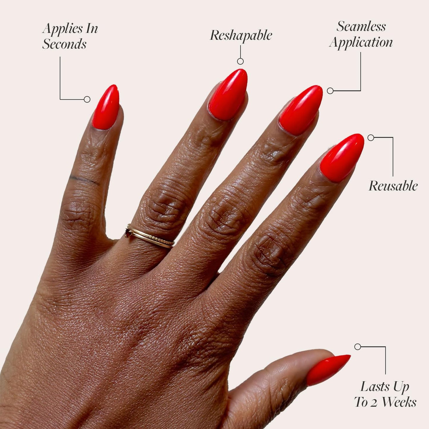 Glamnetic Press-On Nails Bundle - Chocolat & Fiery Red | Semi-Transparent Dark Brown French Tip Short Almond False Nails | Bright Red Short Almond Fake Nails | Reusable, Salon-Quality Nail Kits