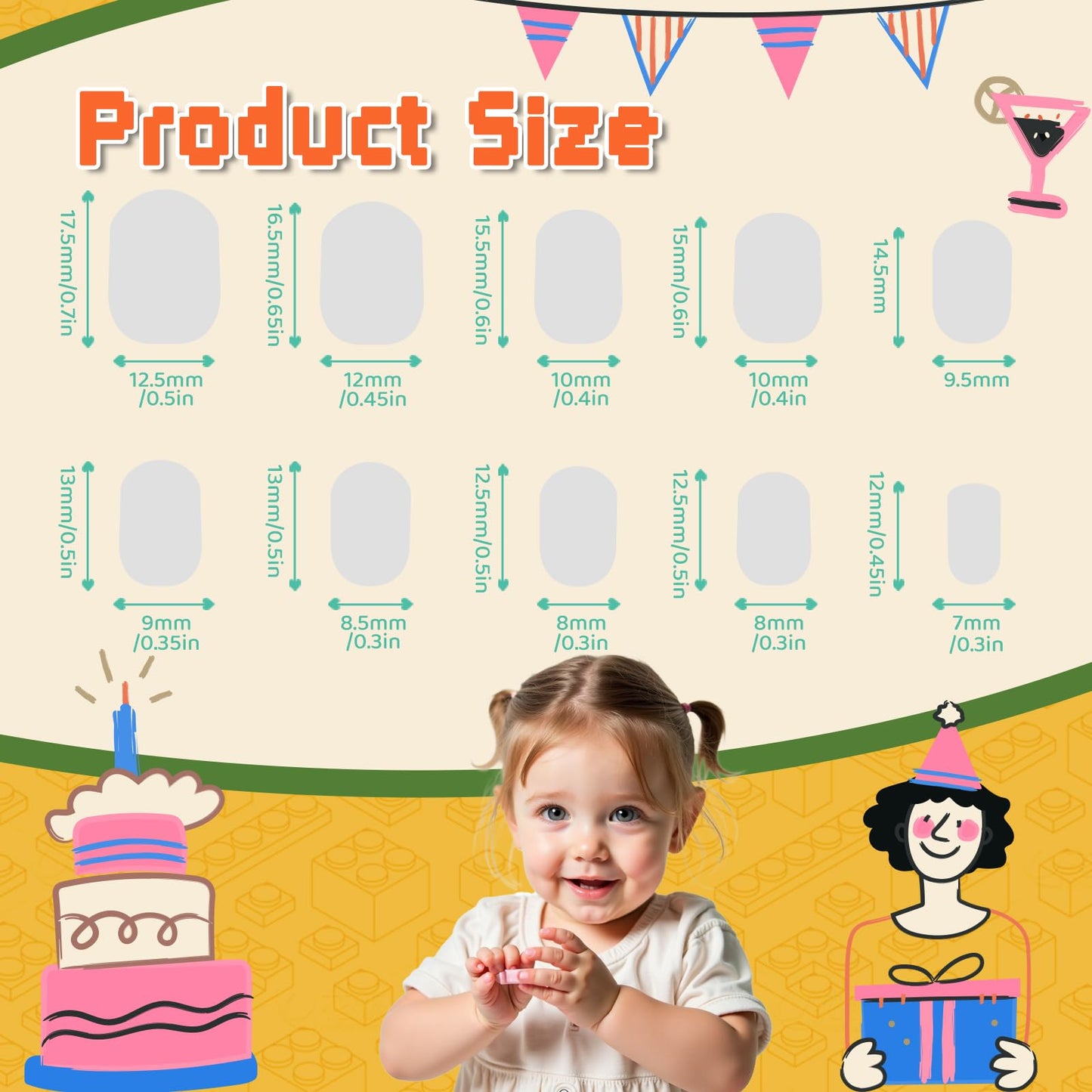 240PCS Kids Press on Nails with Glue Cute Pre glue False Nails for Children Girls Long lasting Quick Stick on Full Cover Acrylic Nail Kit for Girls Kids Gift DIY Nail Art Decor (Candy Unicorn)