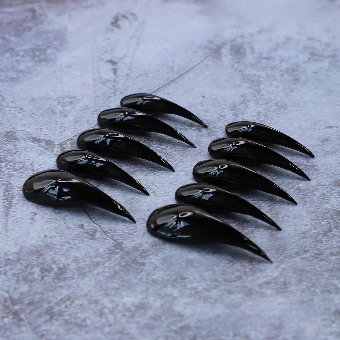 Handmade Press on Nails Halloween Curved Nail Tips with Luxury Handmade Eagle Claw Cats Paw Designs Extra Long Curved Press on Nails Full Cover Glossy Black Thickened False Nails for Women (Size M)