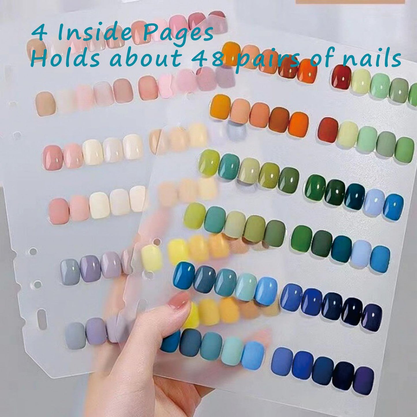 MeetRade Nail Storage Organizer: A5 Nail Display Book Fake Nail Holder Press on Nail Case Art Nail Organizer Nail Storage Box, Nail Swatch Book Fake Nail Storage Package