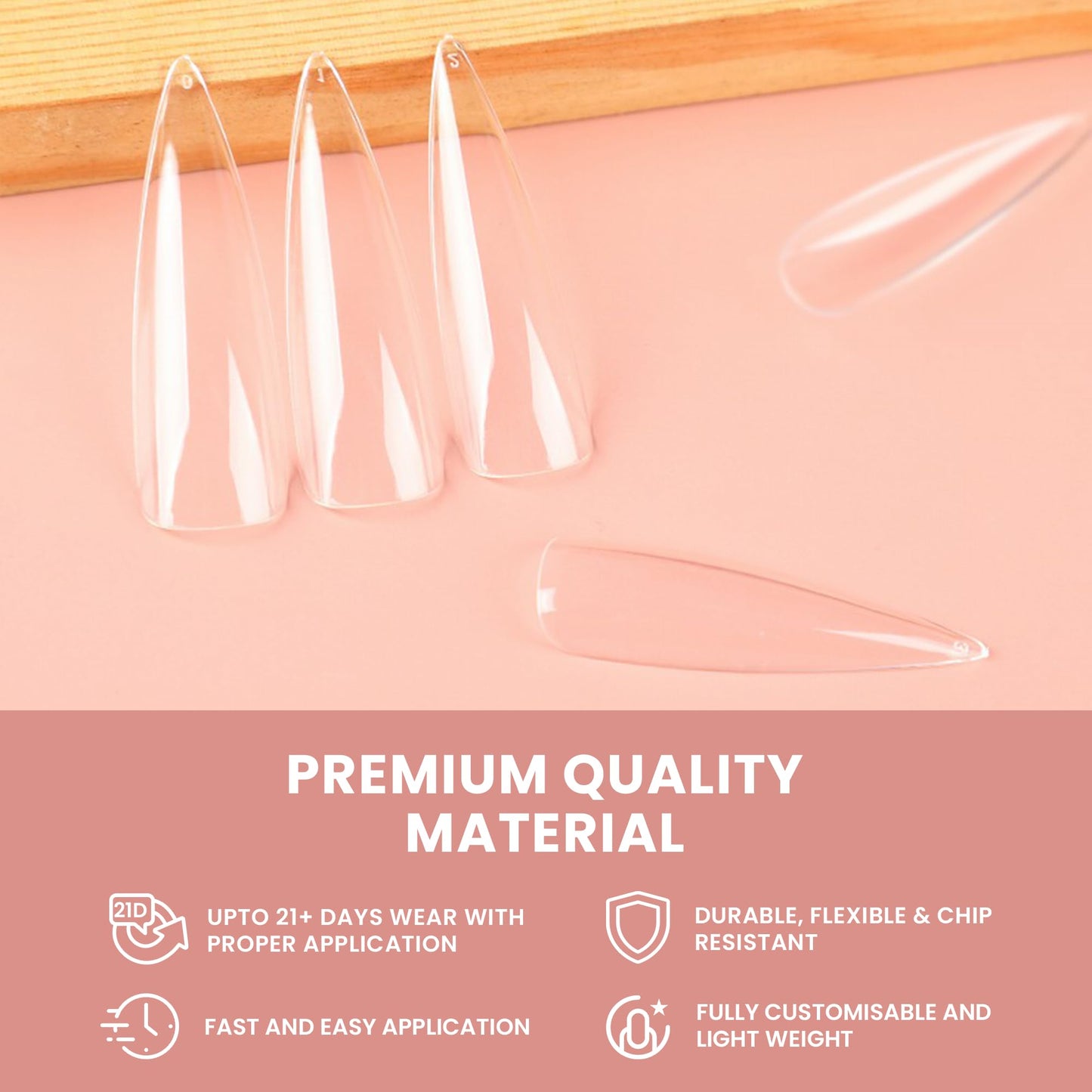 Allkem Soft Gel Nail Tips - XXL Stiletto Nail Extensions with Refill Bag - 12 Sizes Extra Extra Long Full Cover Nails - Clear (504 Pieces)
