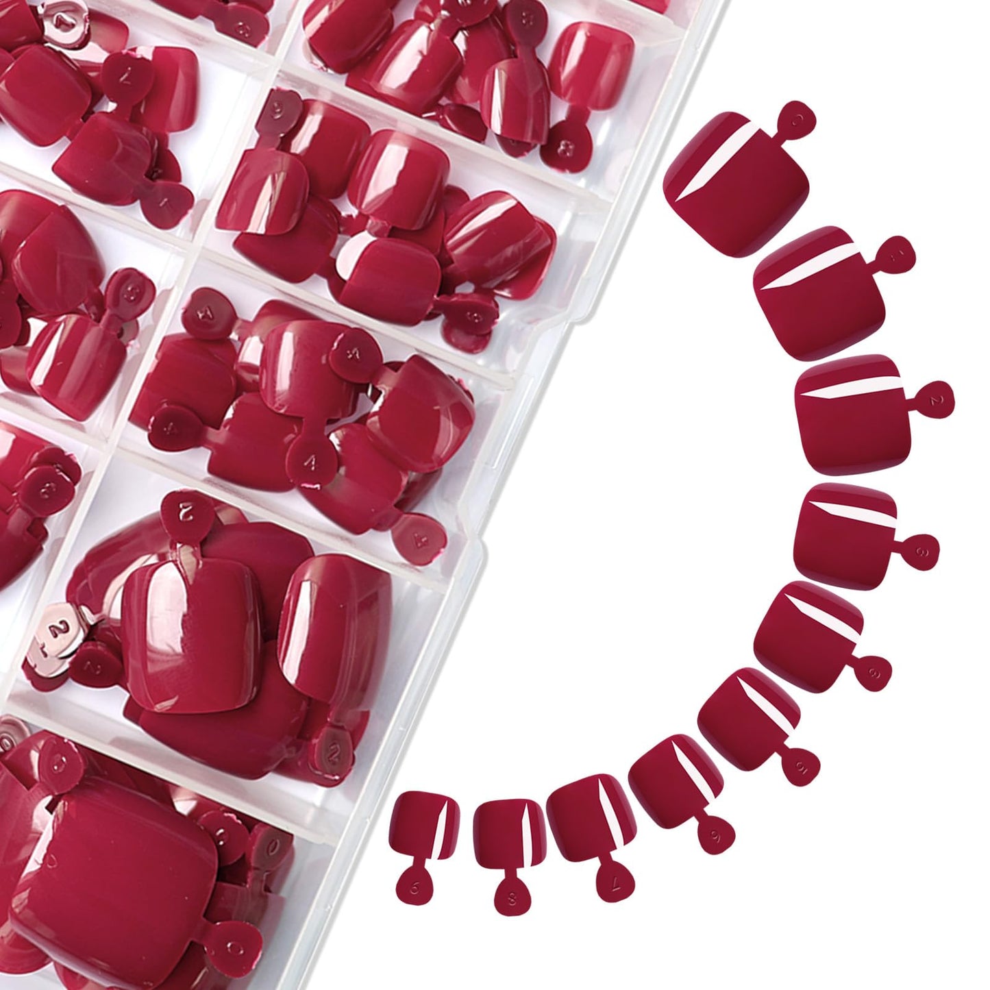 Lifextol 120PC Red Press on Toenails for Women Fake Toe nail Press ons Acrylic Toe Press on Nails Set, red Press on Toe Nails Press on Fake Toenails Press ons Acrylic Toe Nail Tips Kit&Glue Tab-K