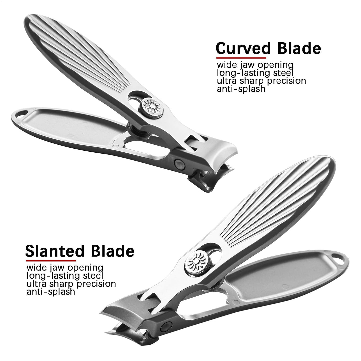 VOGARB Curved and Slanted Nail Clippers Set for Men, Toe Nail Clippers for Seniors Thick Toenails, Large Wide Jaw Opening Sharp Nail Cutter with Catcher Heavy Duty for Adult Women