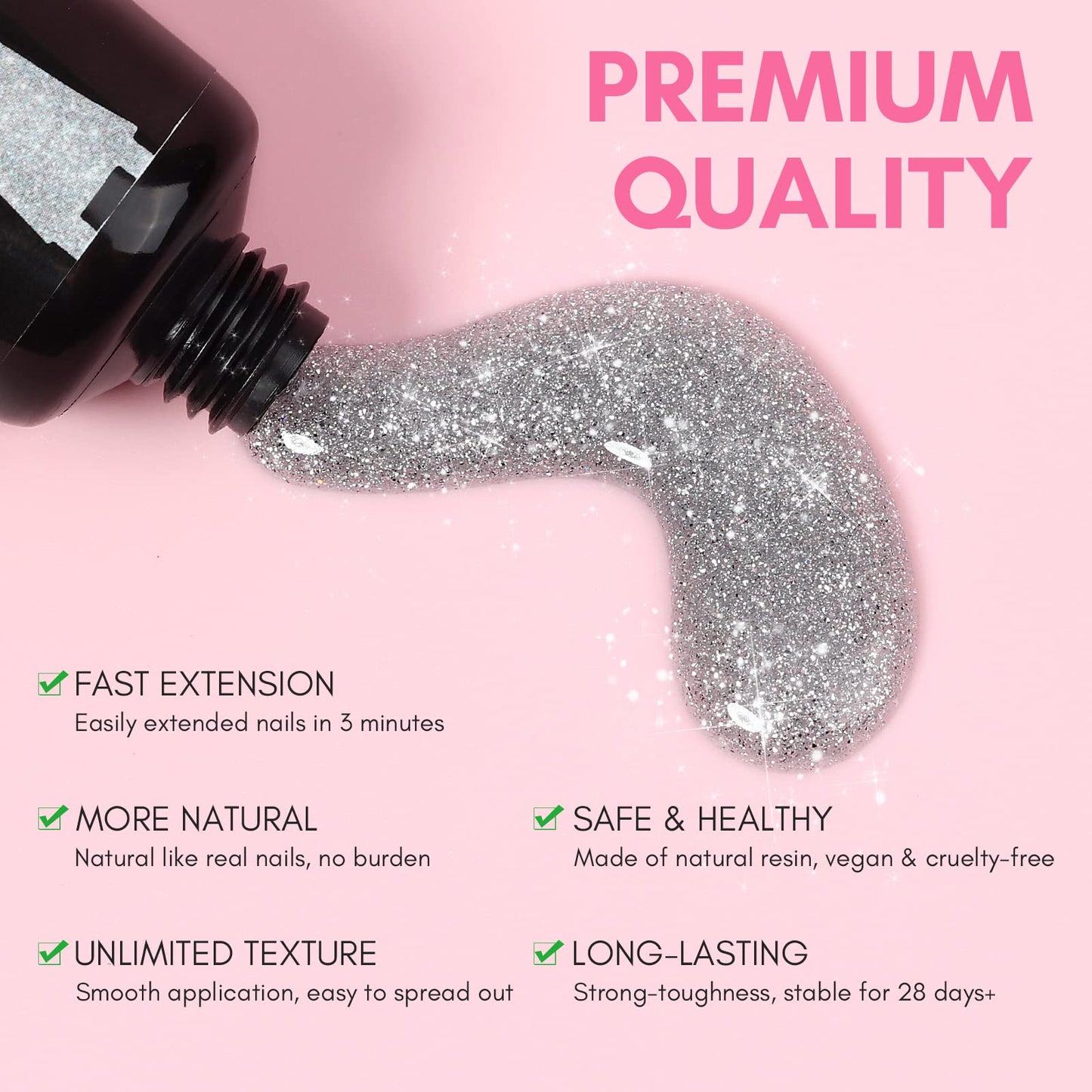 Poly Gel Nail Kit Starter Kit: Saviland 6 Colors Pink Nude Poly Nail Extension Gel Kit with U V Lamp Fast Dry Poly nail gel for Beginners with Everything DIY at Home Gifts for Women