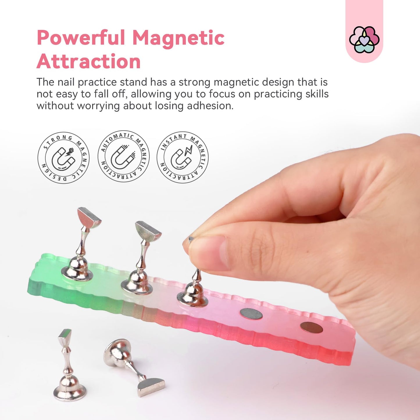 SAVILAND 3 Sets Nail Stand: Strong Magnetic Nail Holder for Painting Nails with Reusable Putty SAVILAND Nail Stand for Press On Nails Display Strong Magnet Fake Nail Holder