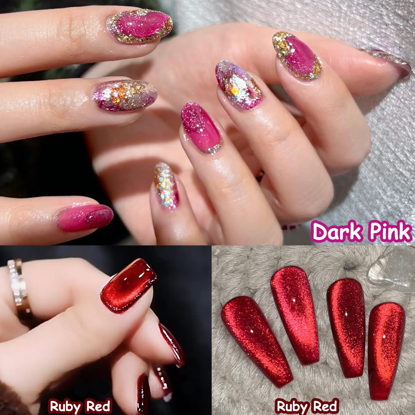 AHAMIOU Aurora Cat Eye Gel Polish Kits - Crystal Broken Diamond Magnetic Nail Polish Set - Holographic Cats Eyes Shiny Glitter Gel, Aurora Brown