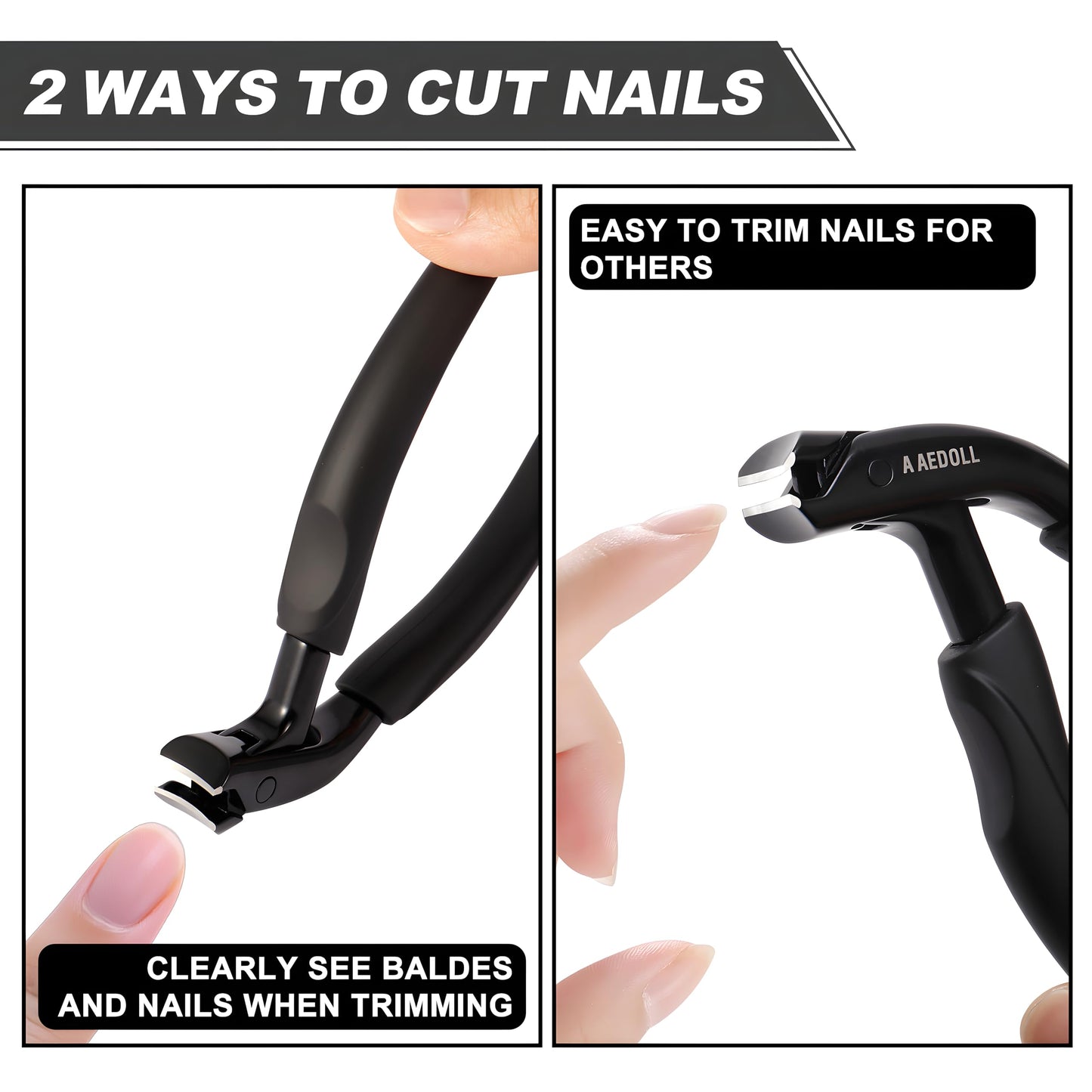 [A AEDOLL] Upgraded Toenail Clippers for Seniors, Ergonomic Long Handled Heavy Duty Nail Clippers for Thick Toenails and Fingernails, Wide Jaw Opening Toe Nail Clippers with Catcher