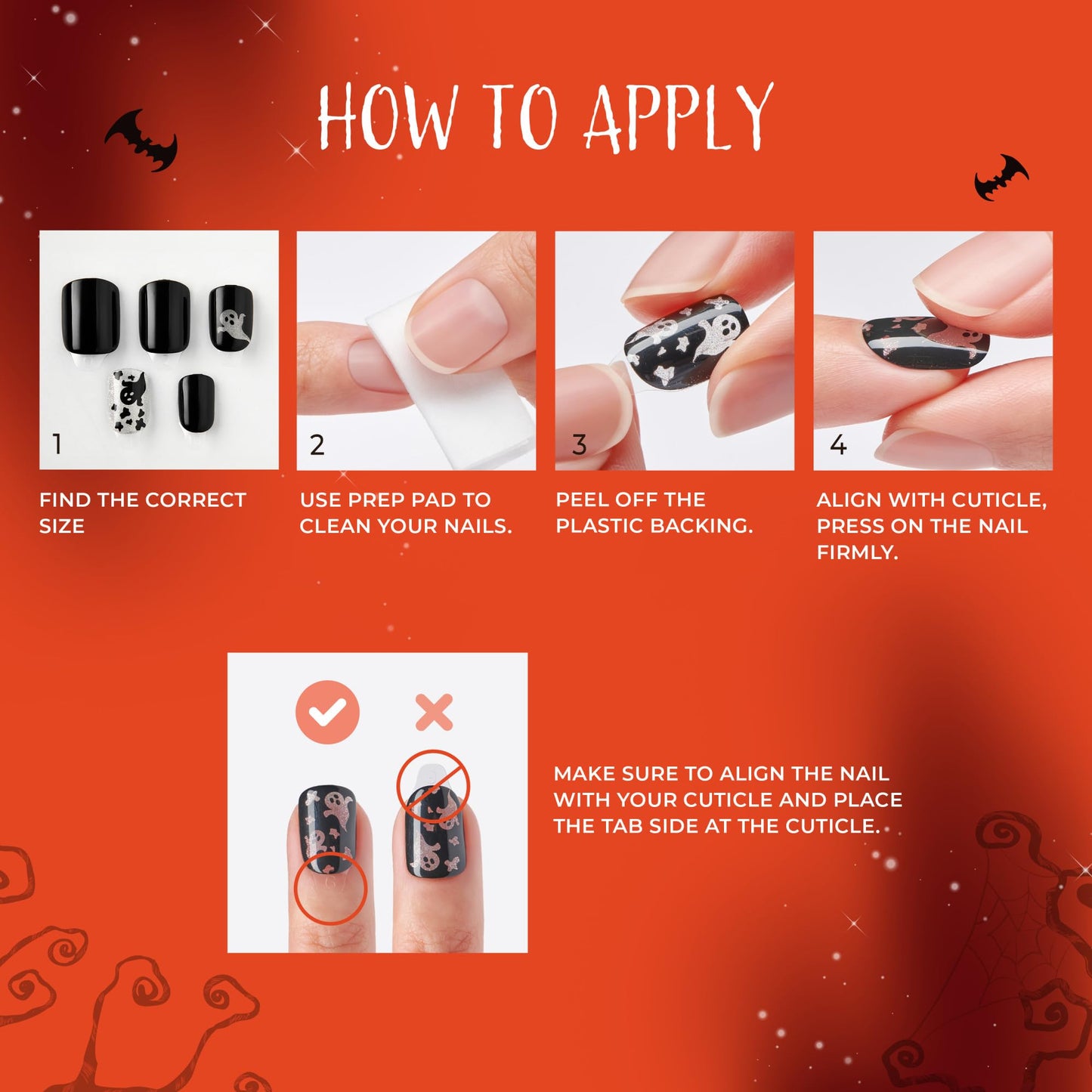 KISS imPRESS Halloween Press On Nails, ‘The Creeps’, Multicolored, Medium Oval, Glossy Finish, No Glue, Glow-In-The-Dark, Includes Prep Pad, Mini Nail File, Manicure Stick & 30 Fake Nails
