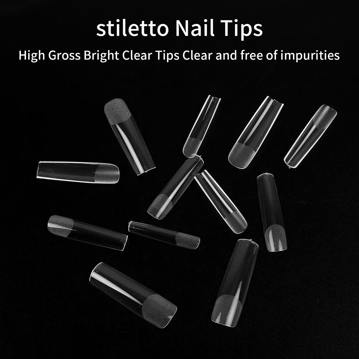 KOXXIAMOQ 240 Pcs Square Extra Long Clear Nail Tips for Acrylic Nails, No C Curve Tapered Square Full Cover Press on Nail Tips Traceless for Extension Tips DIY (Clear)