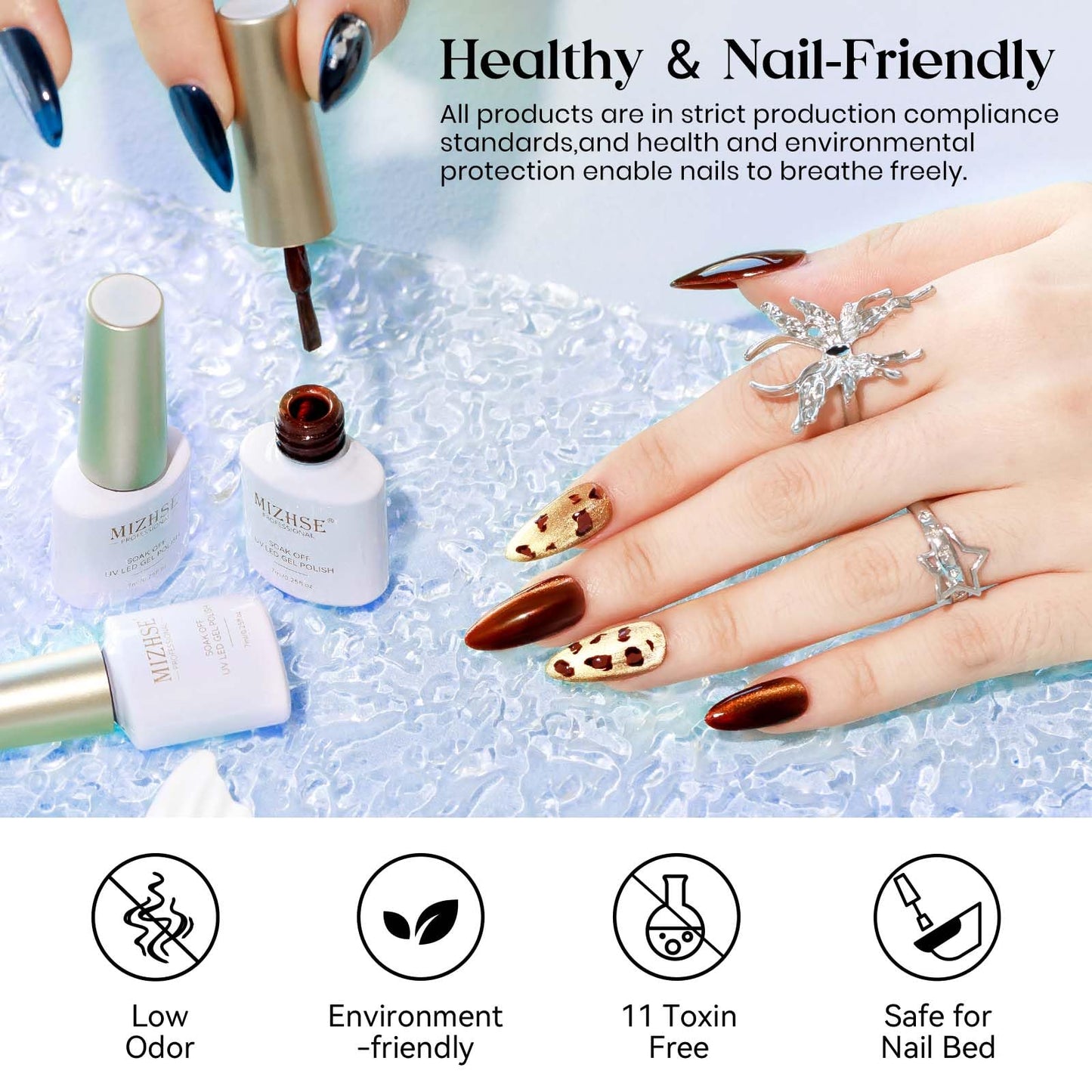 MIZHSE Cat Eye Gel Nail Polish Set, Fall Winter 6 Colors Moonlight Ceramic Magnetic Gel Nail Polish with Magnet Stick, Trendy Glassy Salon Gel Polish Kit Gift Set DIY at Home