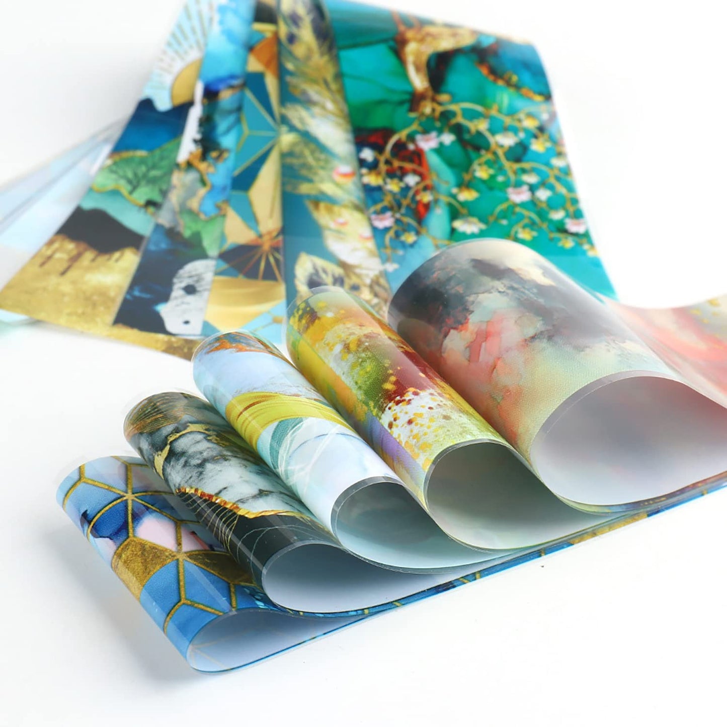 Holographic Nail Foil Transfer Stickers, Marbling Polish Sheets, Sky Starry Paper Foils, Flower Supplies for Glue Polish, Women Manicure Film Decorations