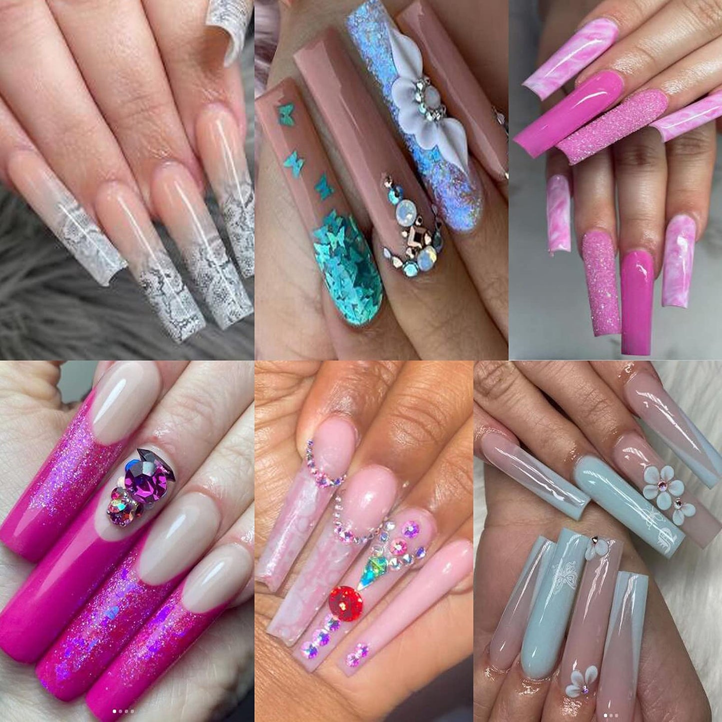 LoveOurHome 200pc XL C Curve Nail Tips Extra Long Tapered Square Fake Nails Half Cover Clear Artificial Nail Art Tips 10 Size False Nails Tech Supplies for Gel Acrylic Nail Extension