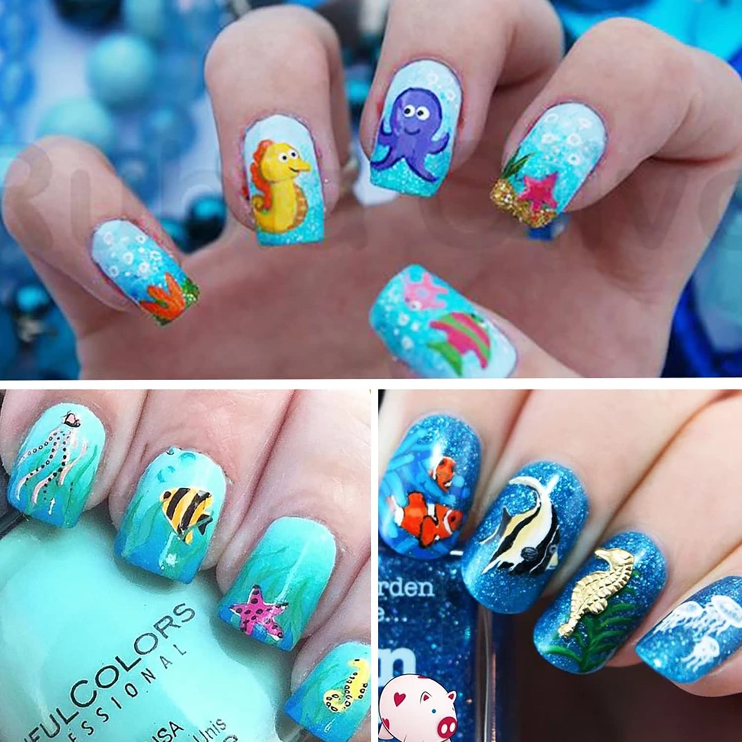 Holographic Sea Animals Nail Foil Stickers, Starry Sky Polish Sheets, Marine Transfer Foils for Women's Manicure, Nail Film Decorations With Glue