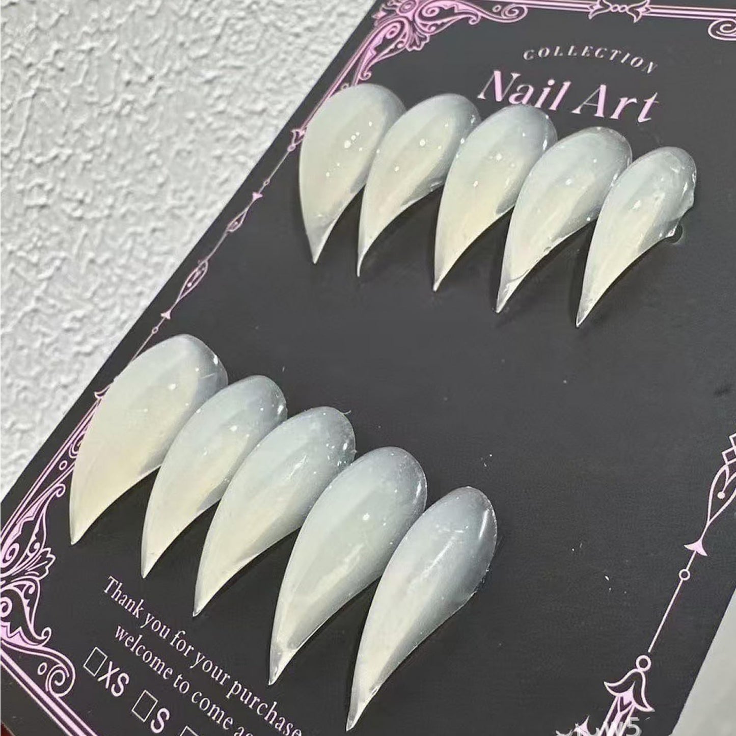 Luxury Press on Nails Medium Curved Stiletto Handmade Eagle Claw Unique Reusable ABS Material Fake Nails Dragon Claw False Nails with Designs Cat Claw Glossy Glue on Nail Thick Acrylic Nail(S)