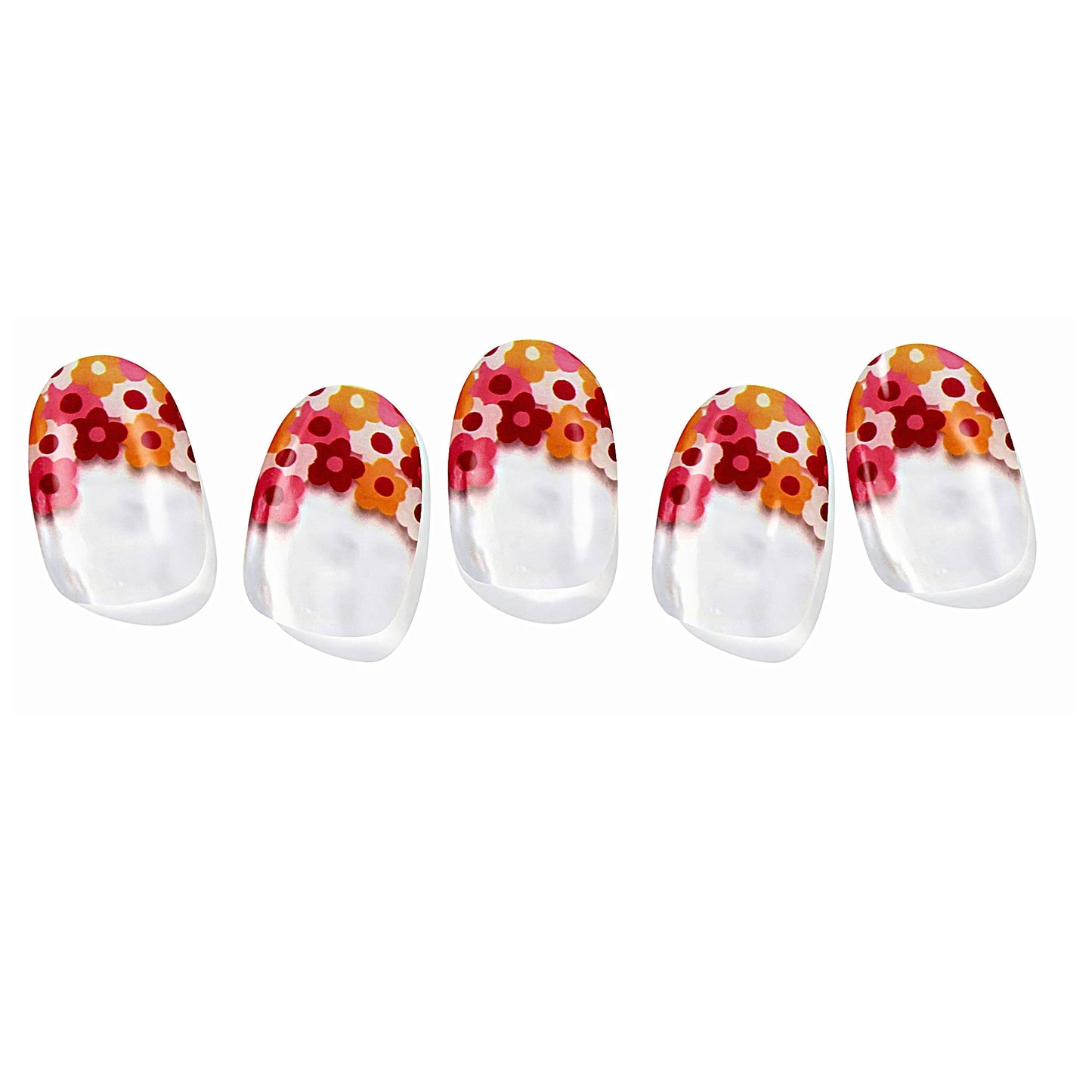ALICE & BELLA Semi Cured Gel Nail Strips-20 PCS Multi-Color Floral Pattern Nail Strengthening Gel Stickers, Use with UV Light Lamp, Salon Quality Manicure Wraps (French Floral Bouquet)