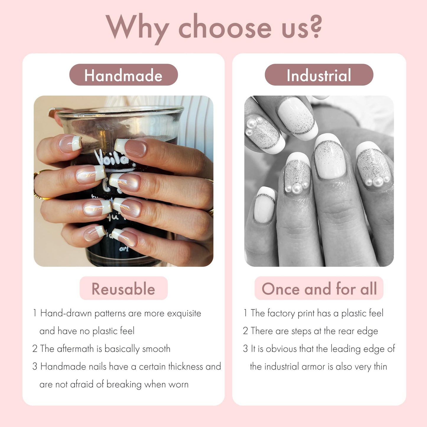 Pure Grace Nude French Tip Press On Nails 10PCS, Classic French Manicure Fake Nails with Soft Nude-Pink Base & Crisp White Tips, Elegant Minimalist Acrylic/UV Gel Press-Ons for Women (light pink, S)