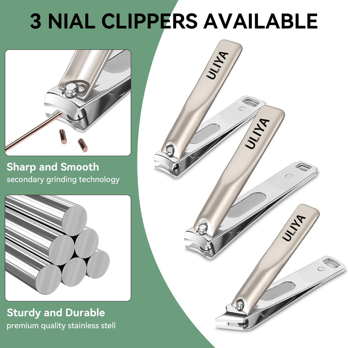 2026 Manicure Pedicure Set 10 in 1, Stainless Steel Nail Clipper Kit, Nail Trimmer Grooming Kit for Men Women, Professional Nail Care Tools with Green PU Leather Travel Case for Home & Travel