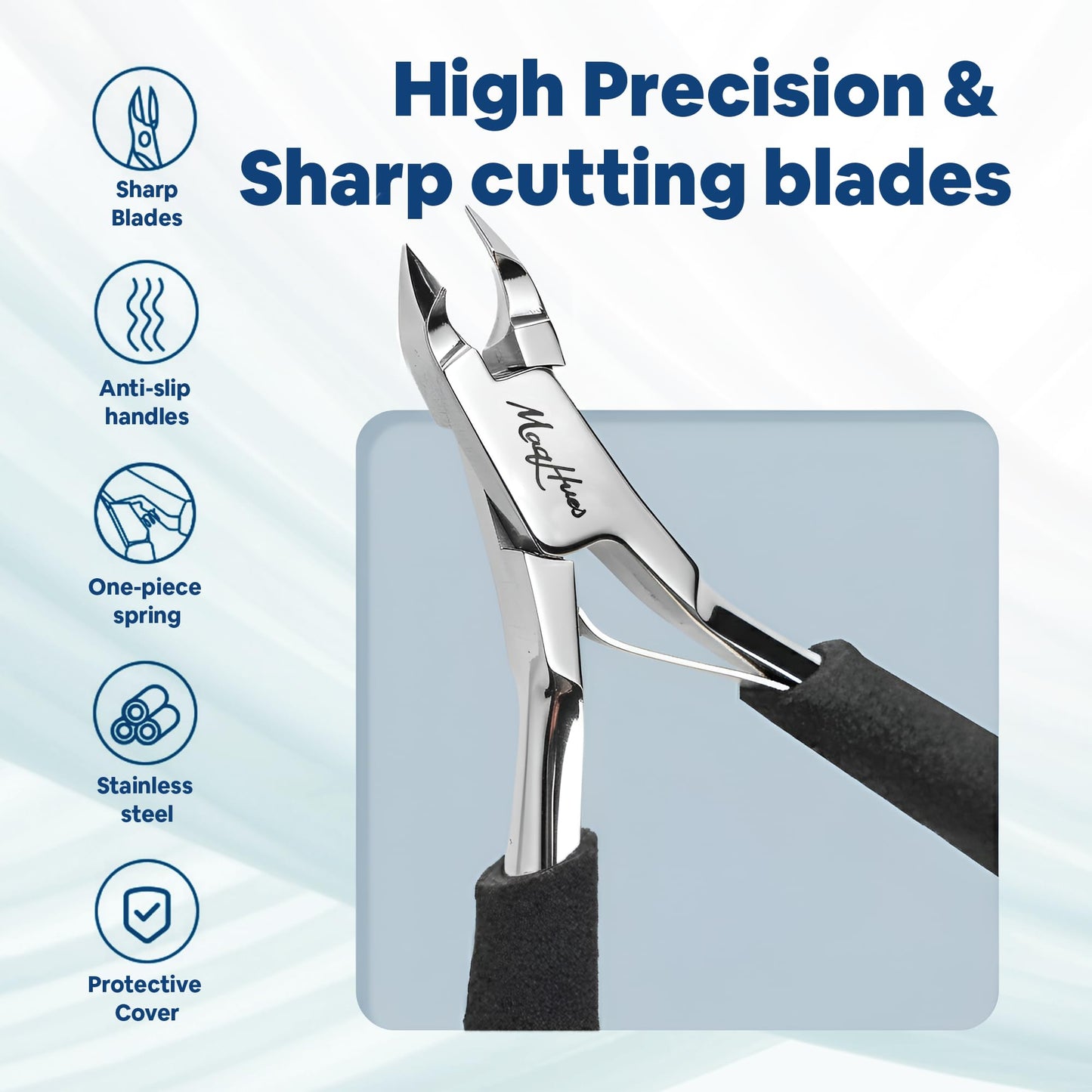 MaqHues Professional Cuticle Nipper/Cuticle Trimmer, 4mm Sharp Jaw, Non-Slip Great Comfort Grips, In Travel Leather Case, Cuticle Cutter/Cuticle Clipper Stainless Steel Nail Tools for Manicure (Black)