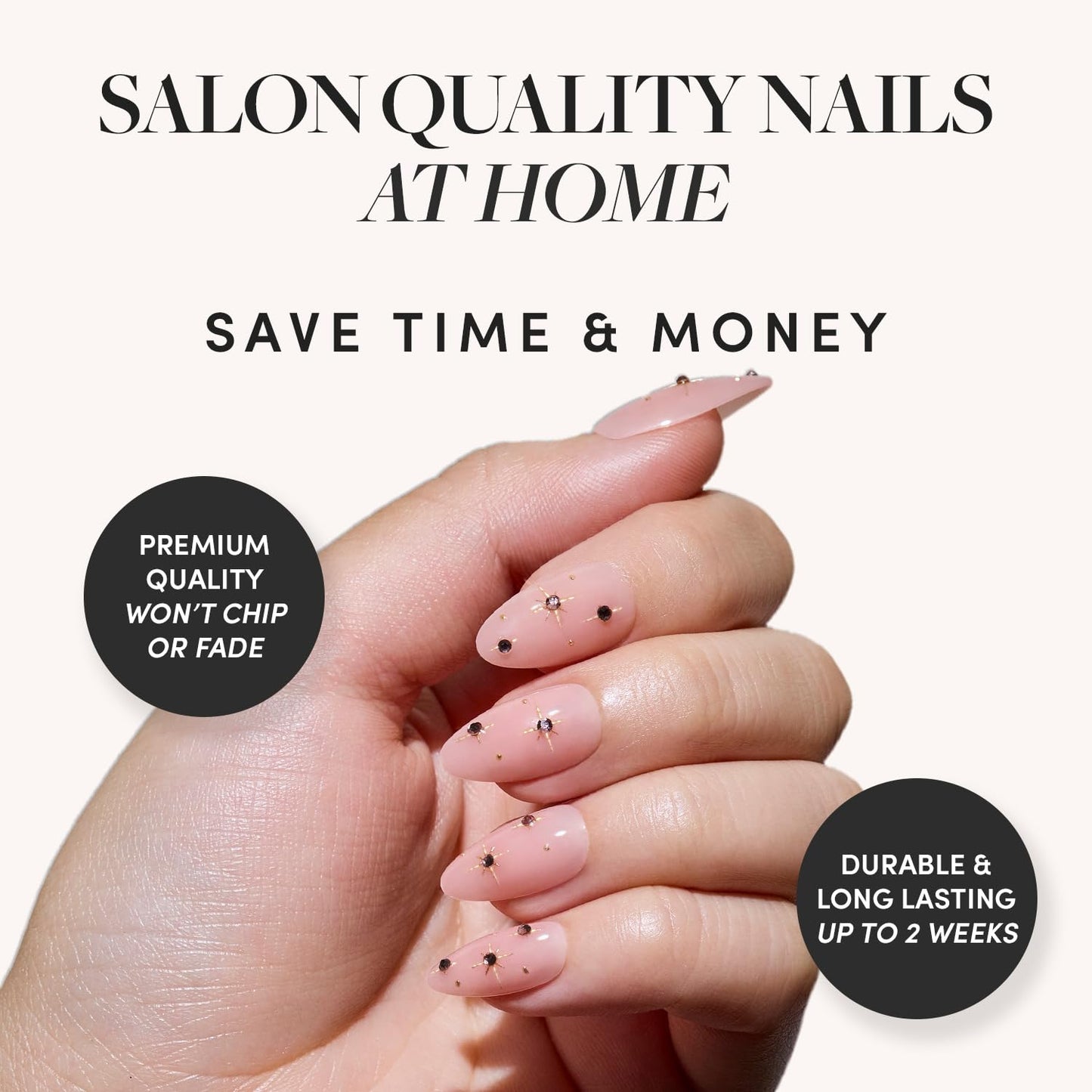 Glamnetic Press-On Nails Bundle - Pink Comet, Berry Fizz & Goal Digger | Pale Pink Short Almond Fake Nails with 3D Gems | Short Oval Magenta Nails with a Metallic Finish | Glossy, Semi-Transparent, Sh