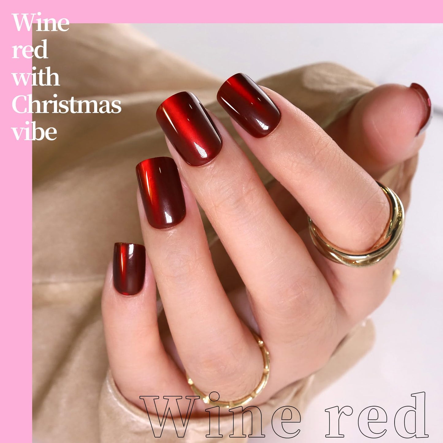 FANDAMEI Press on Nails, 6 Colors Press on Nails Short, Glossy Cat Eye Nails Short Square, Natural Fake Nails for Women, with Adhesive Tabs