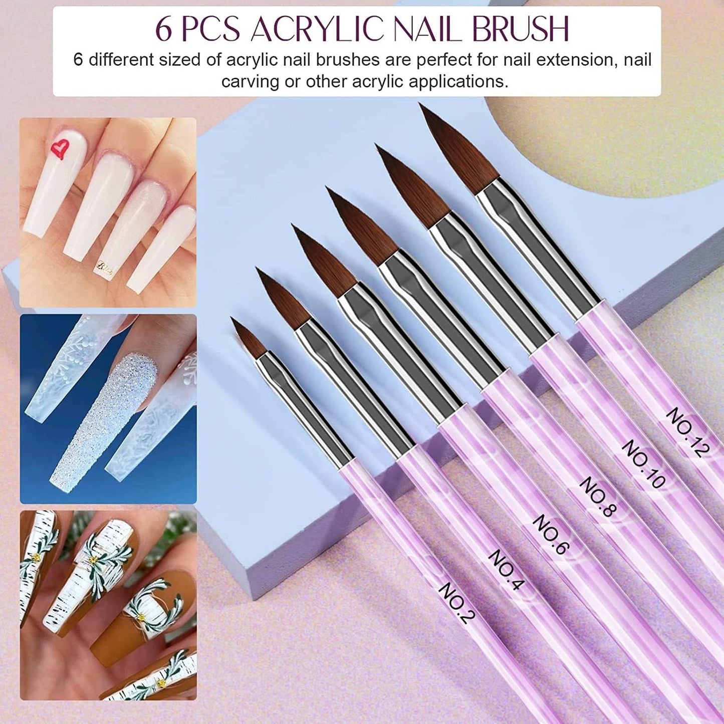 28Pcs Purple Nail Art Brush Set, Acrylic Nail Brushes, Gel Nail Brush, Nail Dotting & Liner Tool, Nail Dust Brush, Professional Manicure Tool Kit for Acrylic Powder Application, Sculpting & Cleaning
