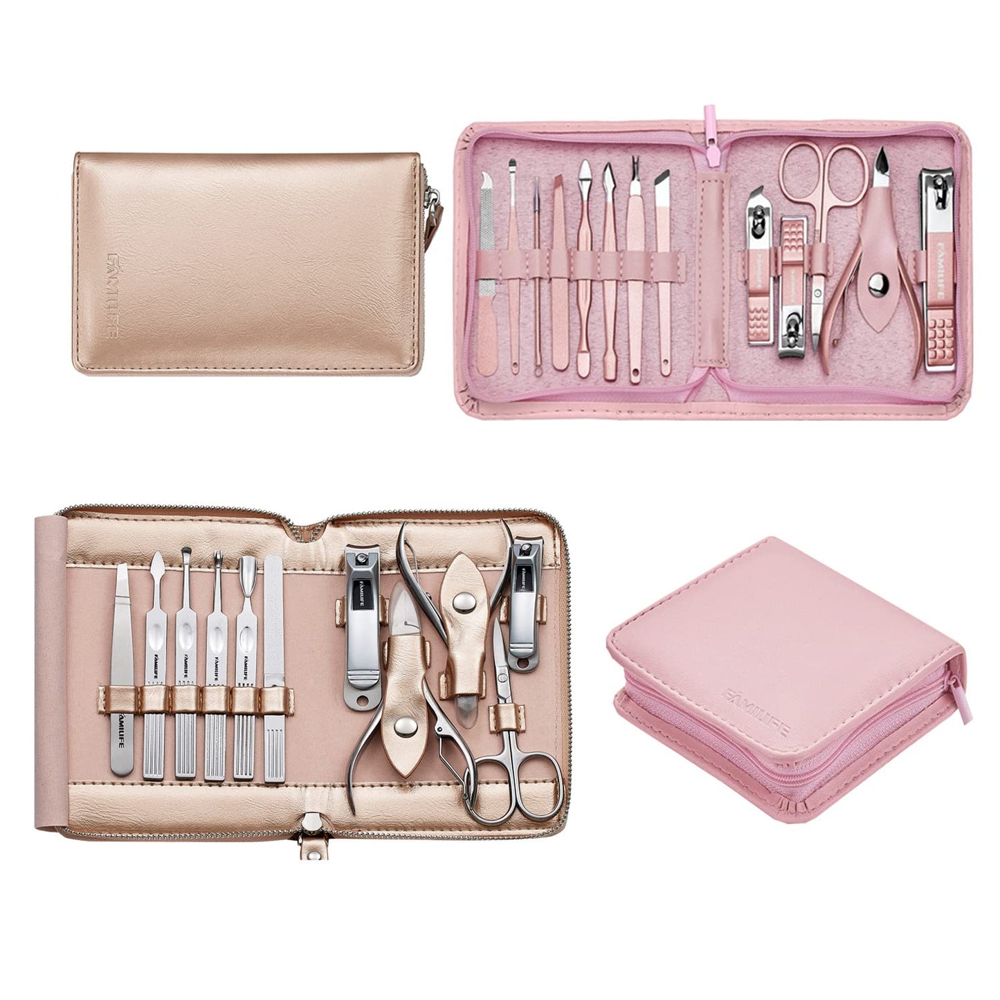 FAMILIFE Manicure Set Professional Manicure Kit 11 in 1 Gift Set for Women and Men Nail Kit 13pcs Pedicure Kit Nail Clipper Set Professional Manicure Kit Grooming Kit Stainless Steel Portabl