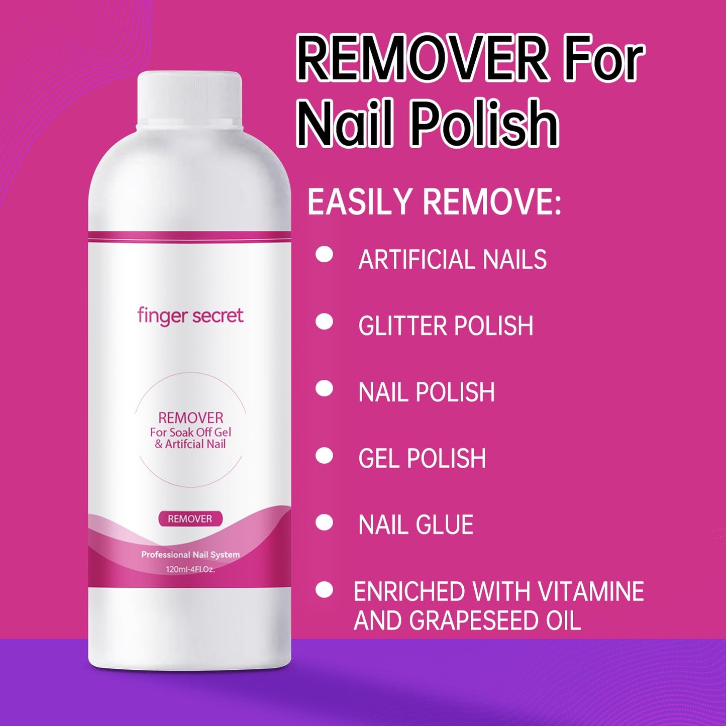 BEVINAS Nail Polish Remover 8Fl.Oz Nail Polish Remover Kit Polish Remover for Nails Glue Artificial Nails,Glitter Polish,Hard Builder gel,dip powder,poly gel,acrylic powder Remove