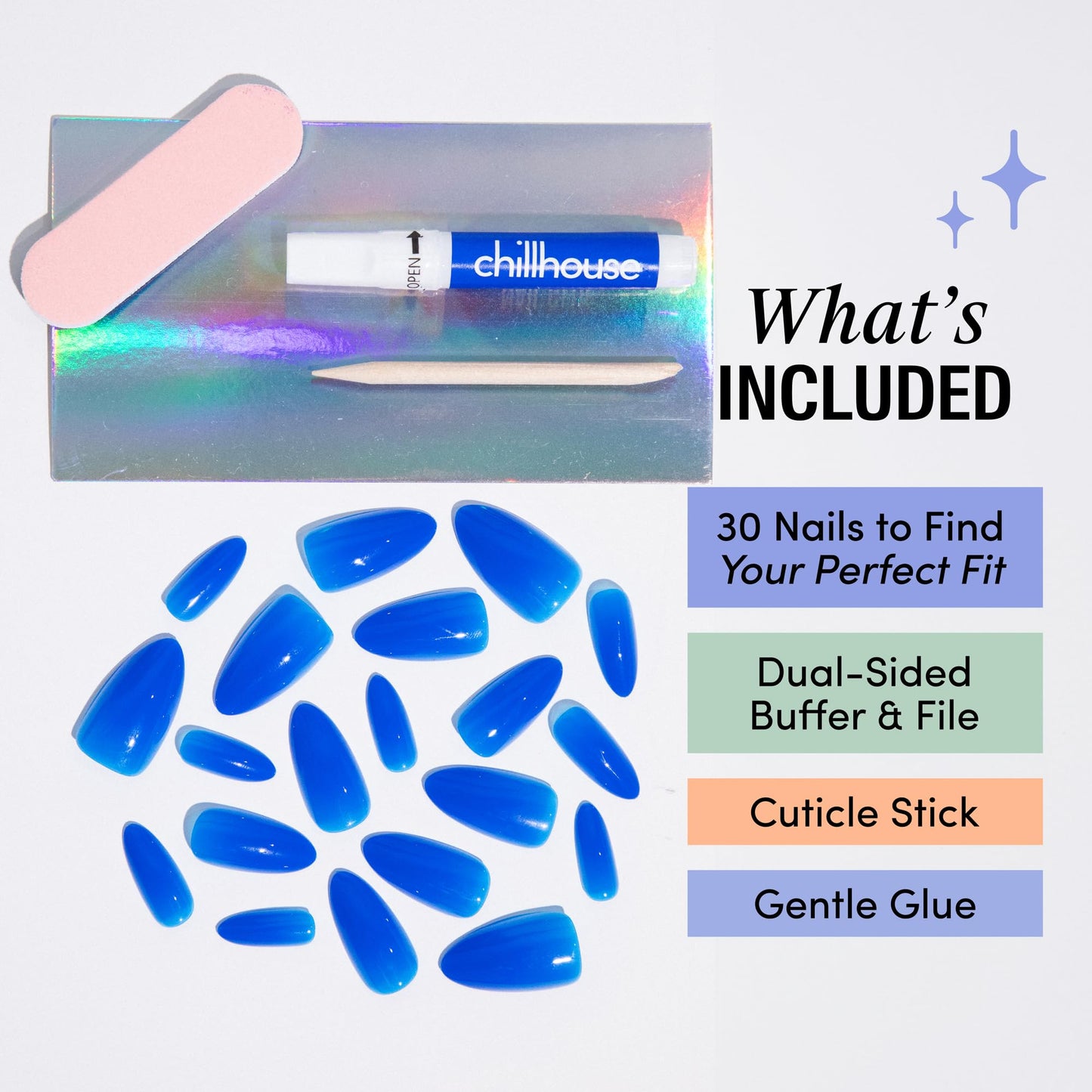 Chillhouse - Chill Tips, Press on Nails Kit - Aprés All Day (Oval) - 30 Nail Shapes & Sizes - Up to 2 Weeks of Wear - Customizable Fit - Reusable - Latina Founded & Women Owned - Beauty & Self Care