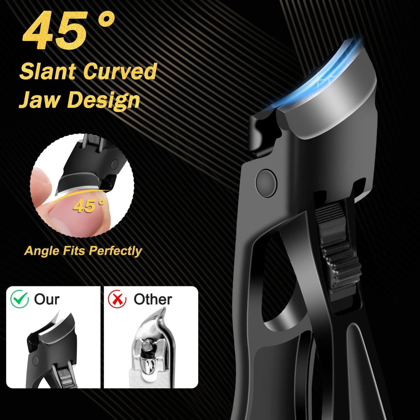 Kingfun Toenail Clippers for Seniors, Ingrown Toe Nail Clippers for Thick Nails for Seniors, Heavy Duty Toenail Clippers for Thick Toenails, Angled Head Thick Toe Nail Clippers for Men 5Pcs