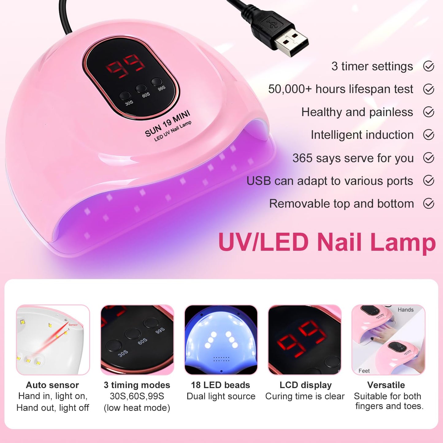 Acrylic Nail Kit Set for Beginners with Everything Acrylic Powder Nail Drill Lamp Starter Kit with False Nail Tips Nail Art Tools Cosmetic Gift Bag for Salon Home