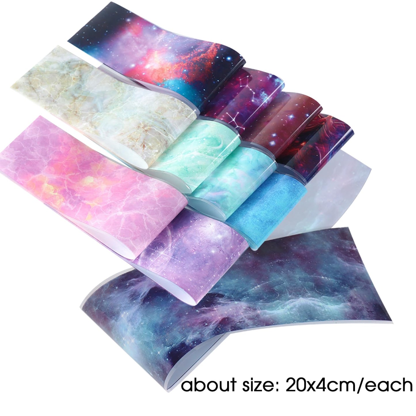 Nail Foils Transfer Nail Art 50PCS Holographic Starry Sky Stickers Marble Decals Nail Supplies Colorful Gradient Pink Blue Nail Art Foil Transfer Sheets Paper for Women DIY Designs Manicure Accessory