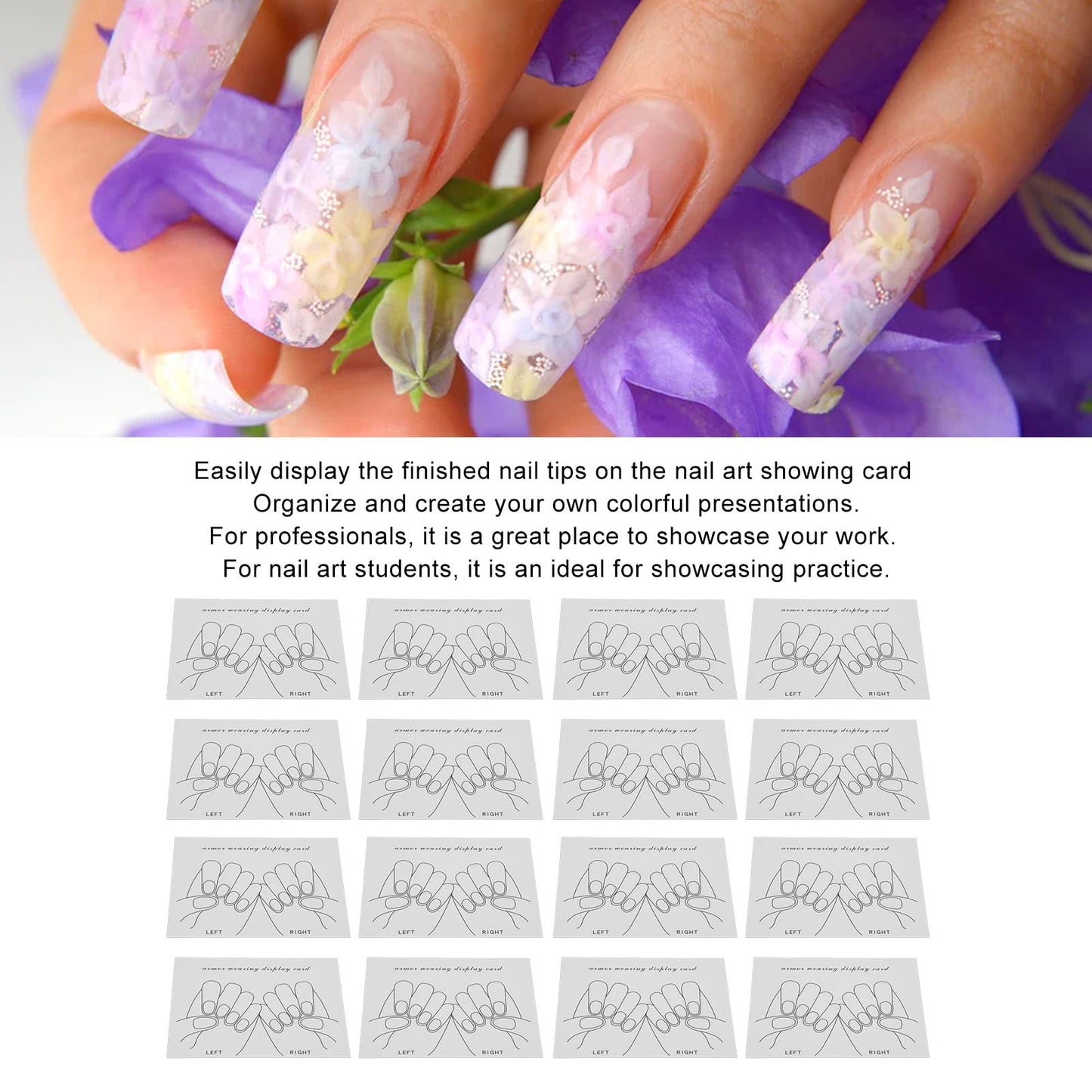 Nail Tips Display Card, Nail Art Color Showing Card, Finished Fake Nails Display Card, Finger Manicure Display Card, Nail Gel Polish Display, Hand Model Manicure