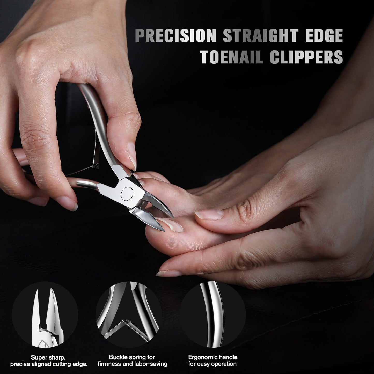 FERYES 4PCS Ingrown Toenail Kit – Toenail Clippers for Thick and Ingrown Toenails, Toe Nail Clipper with Thick Toenail File and Toenail Lifter - Complete Toenail Care Set for Men and Women, Silver