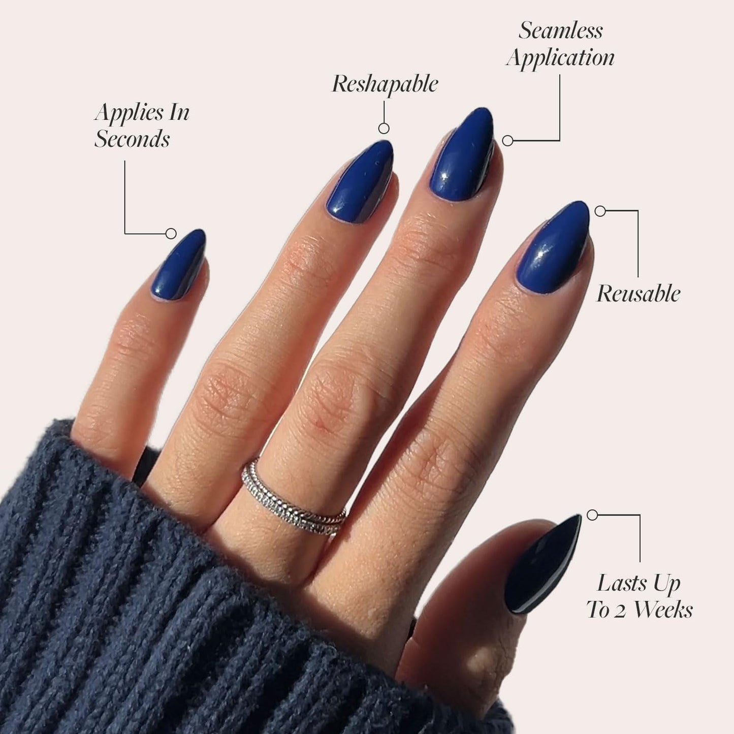 Glamnetic Press-On Nails Bundle - Mint Green & Midnight Blue | Pastel Green Short Oval Fake Nails | Dark Navy Blue Short Almond False Nails | Reusable, Salon-Quality Nail Kits