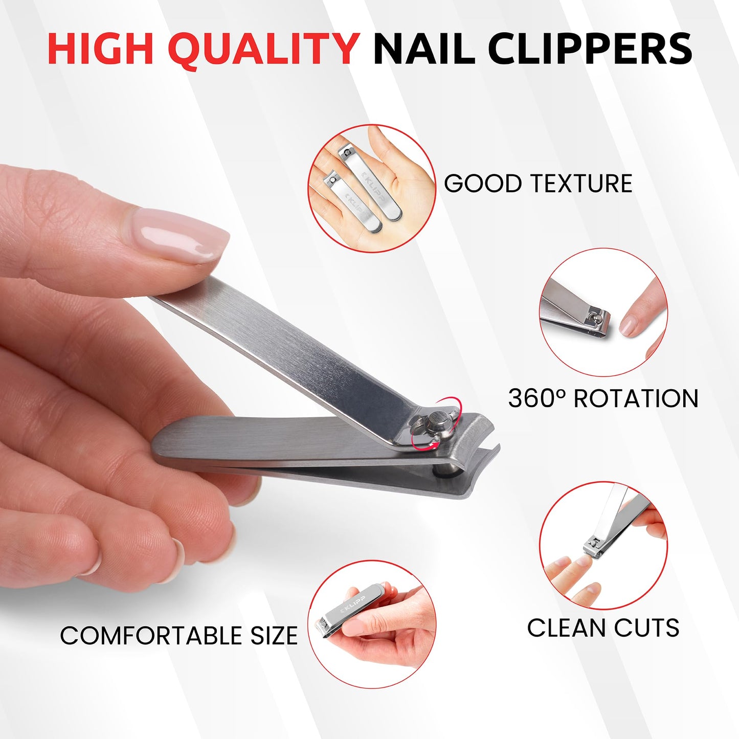 Nail Clipper Set for Men & Women – Stainless Steel Fingernail Clipper & Toe Nail Clippers with Curved & Straight Blades Toe Professional Nail Cutter Kit with Tin Case for Gift & Travel