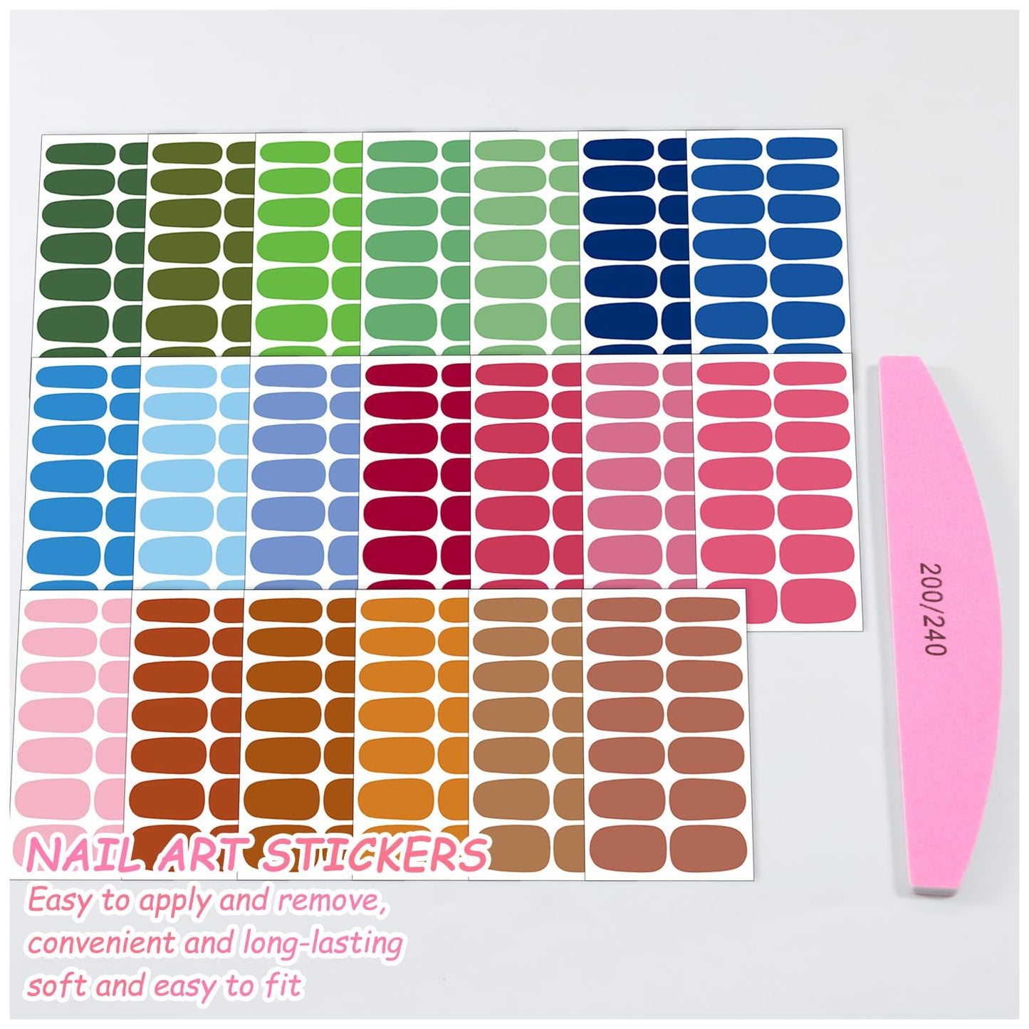 SILPECWEE Nail Polish Strips (20 Sheets, Bright Color), Nail Polish Stickers Full Nail Wraps Self Adhesive Nail Stickers Gel Strips Fingernail Sticker Nails for Women with File