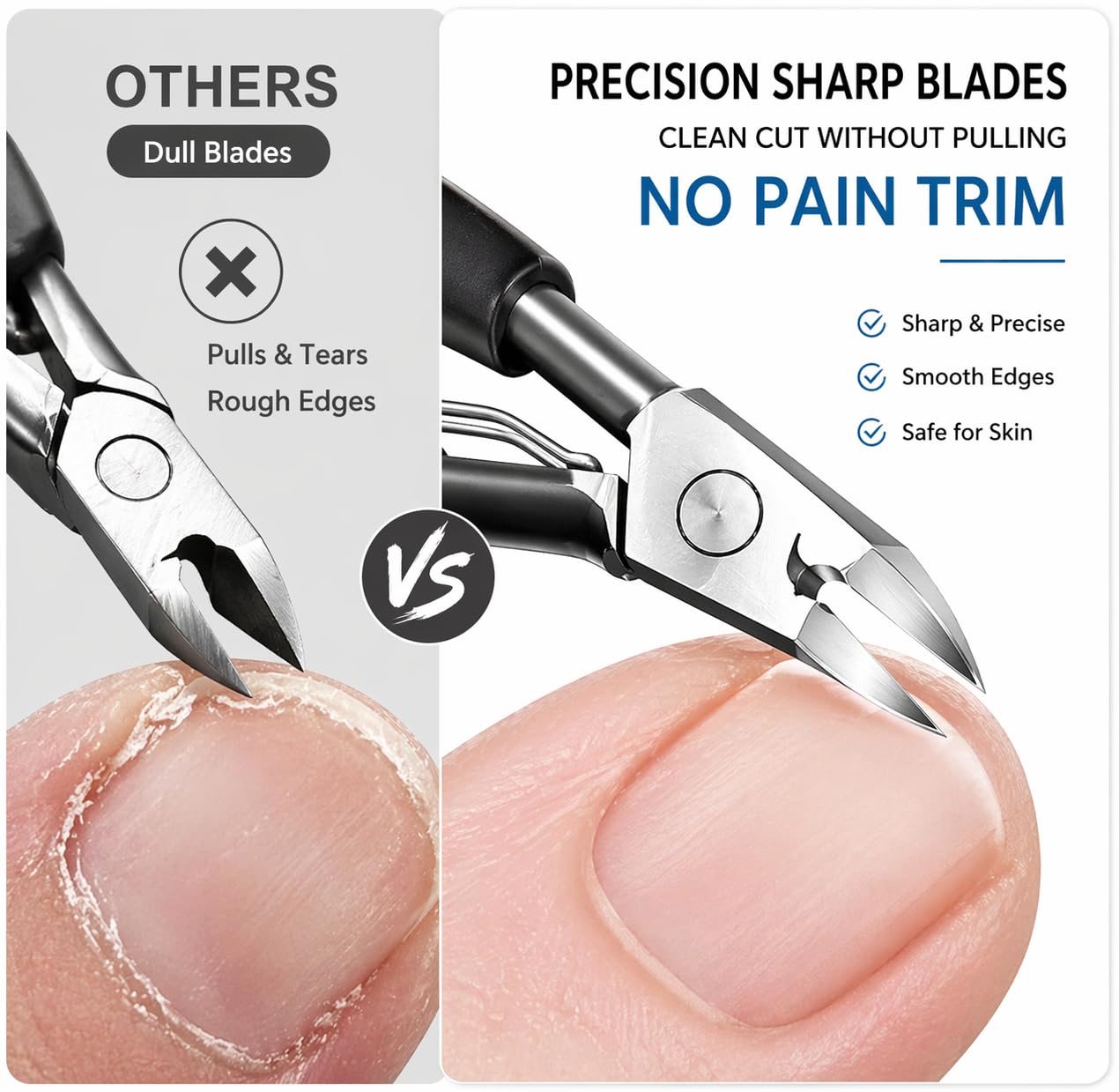 Toenail Clippers for Seniors Thick Toenails, Long Handle Toenail Clippers Set, Heavy Duty Toenail Clippers for Seniors, Wide Jaw Stainless Steel Ingrown Toenail Cutter, 8 Pcs Nail Clipper Kit
