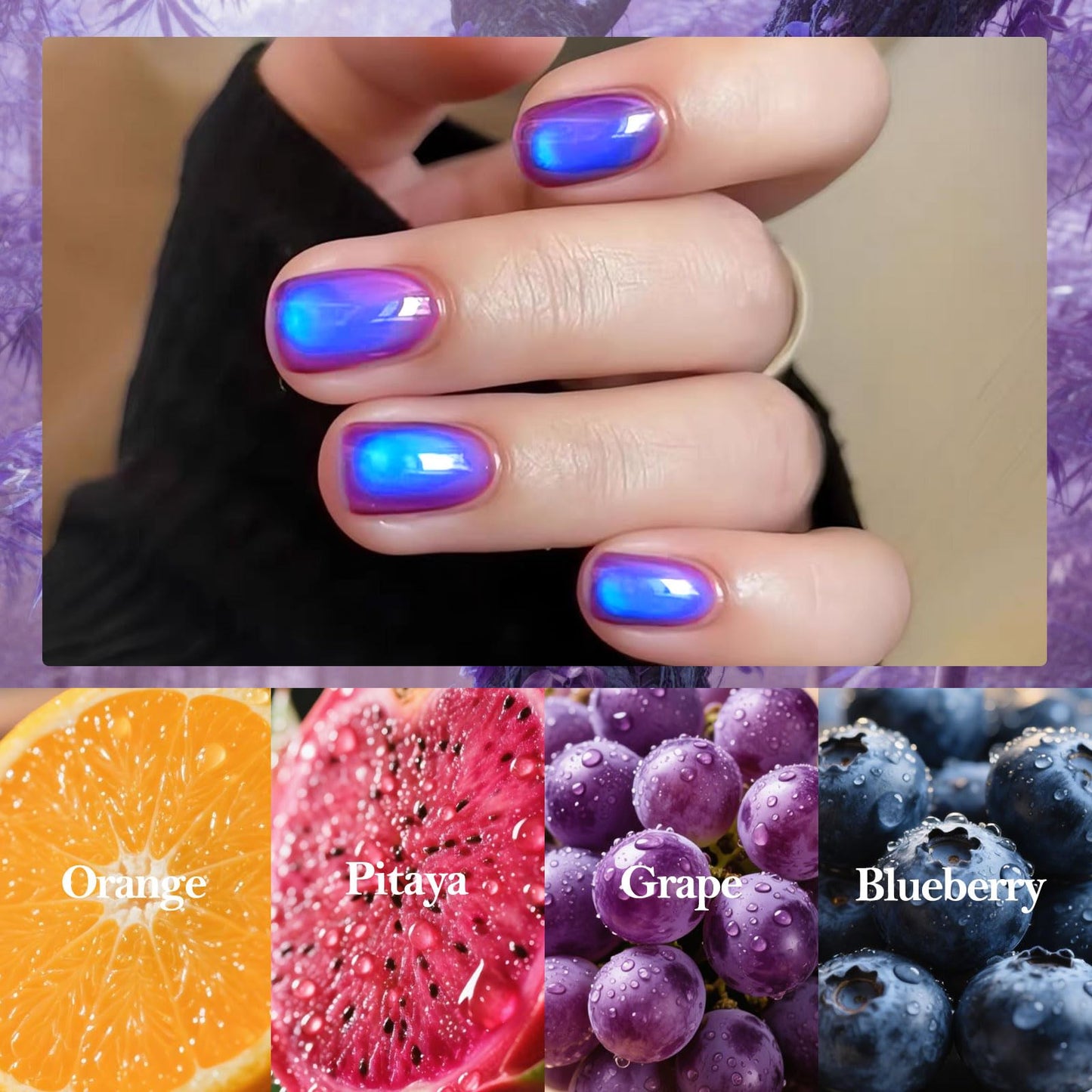 NAILGIL Cat Eye Gel Nail Polish Set, 8 Colors Fruit Catseye Magnetic Neon Gel Sweet Guava Greengage Plum Avocado Lemon Orange Pitaya Grape Blueberry Salon Summer Manicure DIY for Women